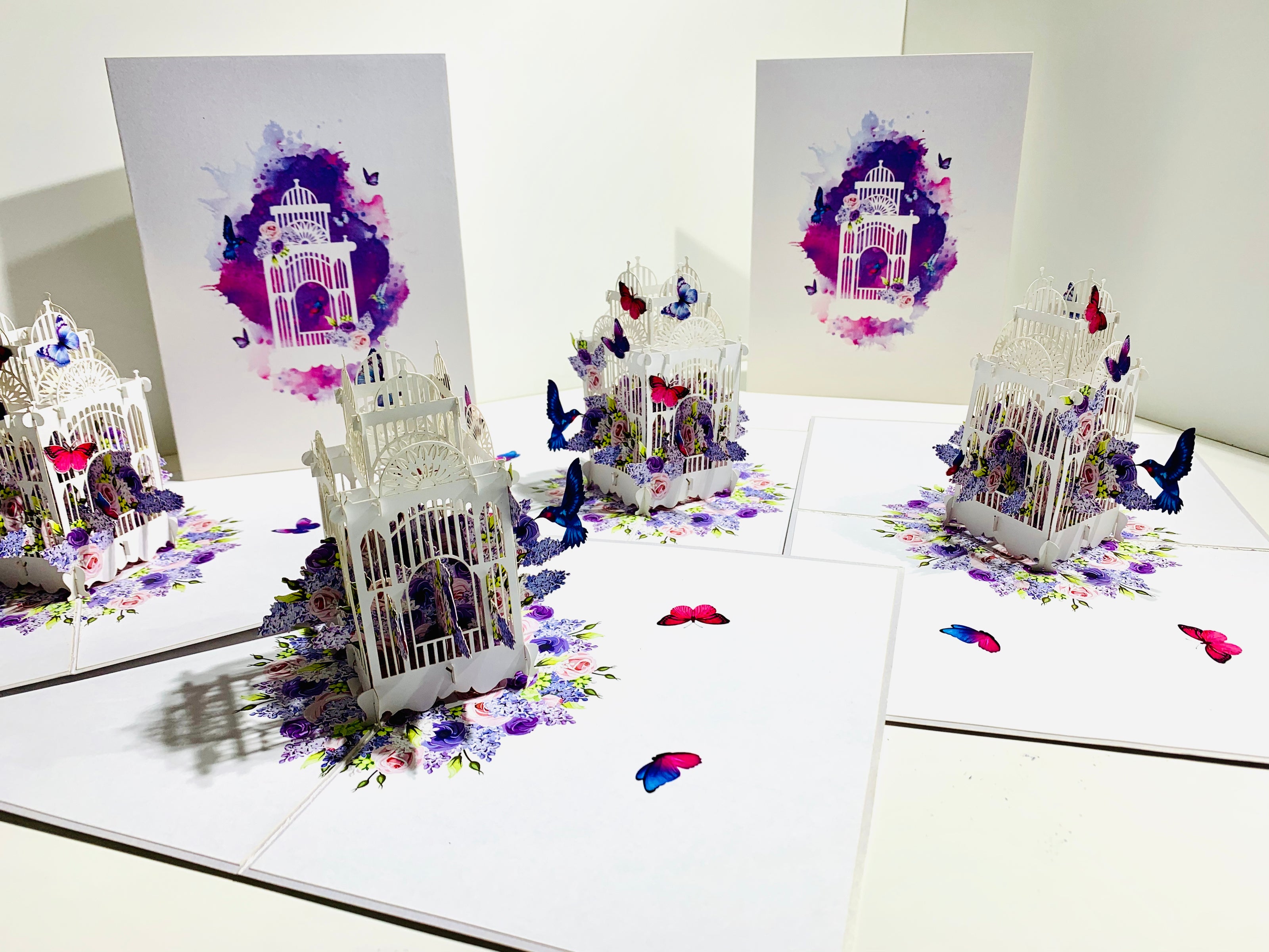 Hummingbird hovering the Bird Cage with Butterflies Origami Pop Cards 3D Pop Up Greeting Card Celebrate Happy Birthday Thank You Handmade Best Wishes Gift Thinking of You Blank Card for Any Occasion Happy Mother's Day Happy Father's Day Australiana