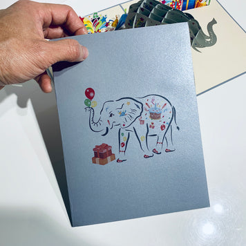 Birthday Elephant with Presents Origami Pop Cards 3D Pop Up Greeting Card Thank You Handmade Gift Thinking of You Happy Birthday Occasion Australiana Celebrate the Beauty and Happiness During Special Day Best Wishes Gift