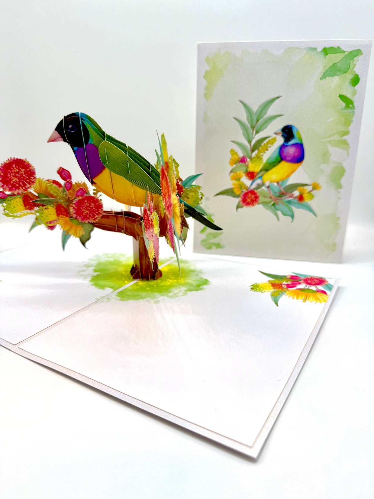 Black-Headed Gouldian Finch Origami Pop Cards 3D Pop Up Greeting Card Celebrate Happy Birthday Thank You Handmade Best Wishes Gift Thinking of You Blank Card for Any Occasion Happy Mother's Day Happy Father's Day Australiana Nature and Birds