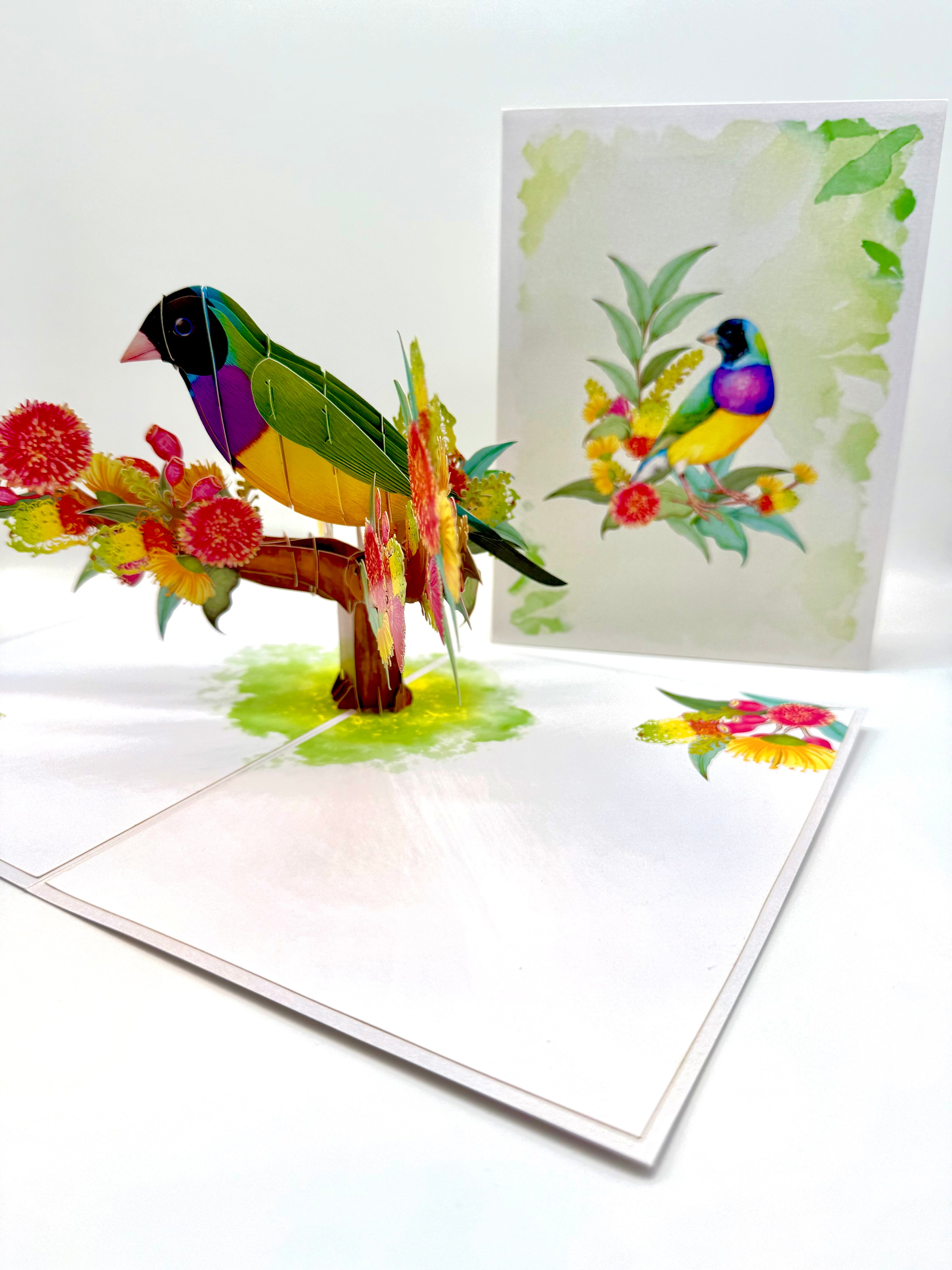 Black-Headed Gouldian Finch Origami Pop Cards 3D Pop Up Greeting Card Celebrate Happy Birthday Thank You Handmade Best Wishes Gift Thinking of You Blank Card for Any Occasion Happy Mother's Day Happy Father's Day Australiana Nature and Birds