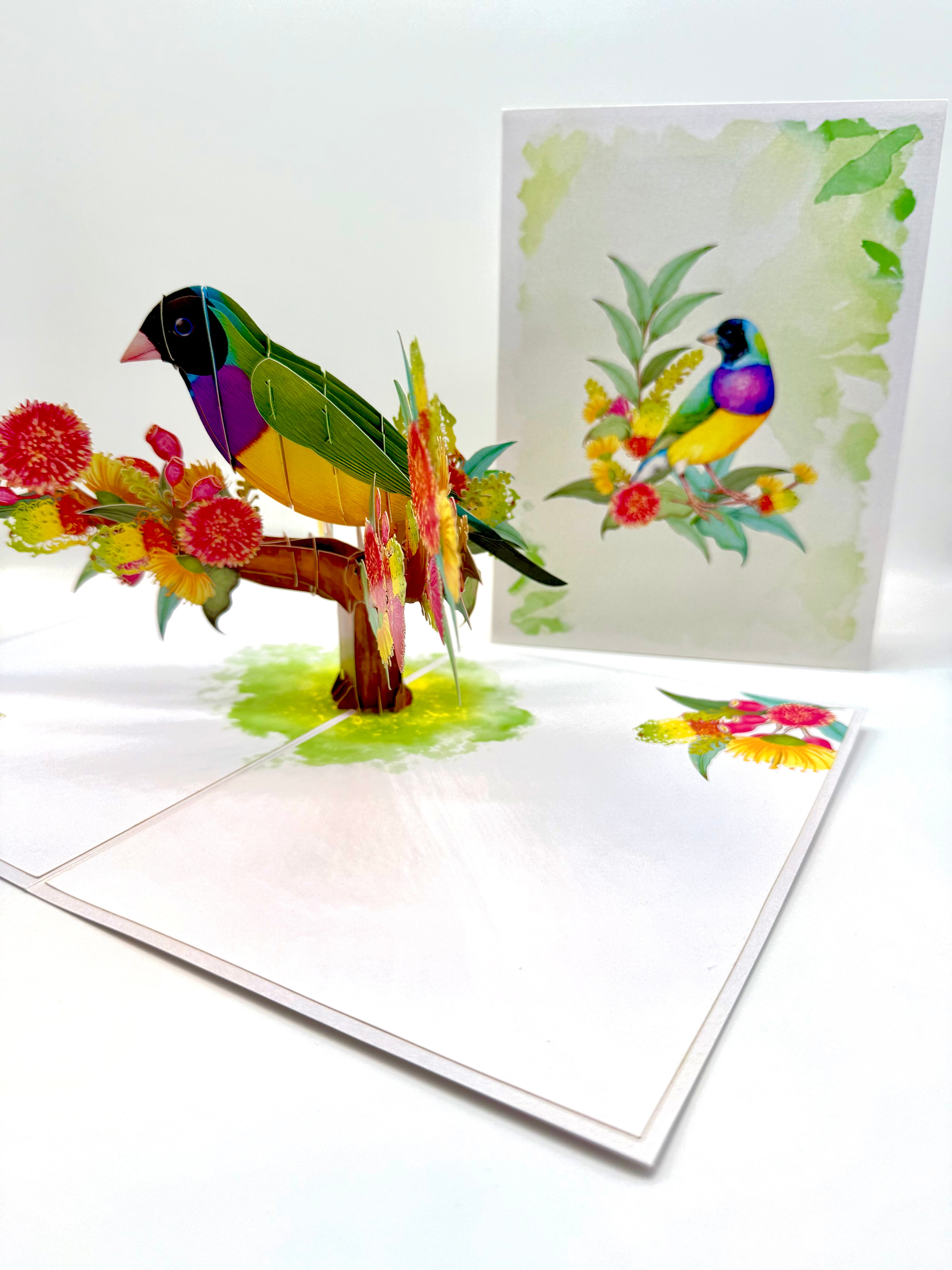 Black-Headed Gouldian Finch Origami Pop Cards 3D Pop Up Greeting Card Celebrate Happy Birthday Thank You Handmade Best Wishes Gift Thinking of You Blank Card for Any Occasion Happy Mother's Day Happy Father's Day Australiana Nature and Birds