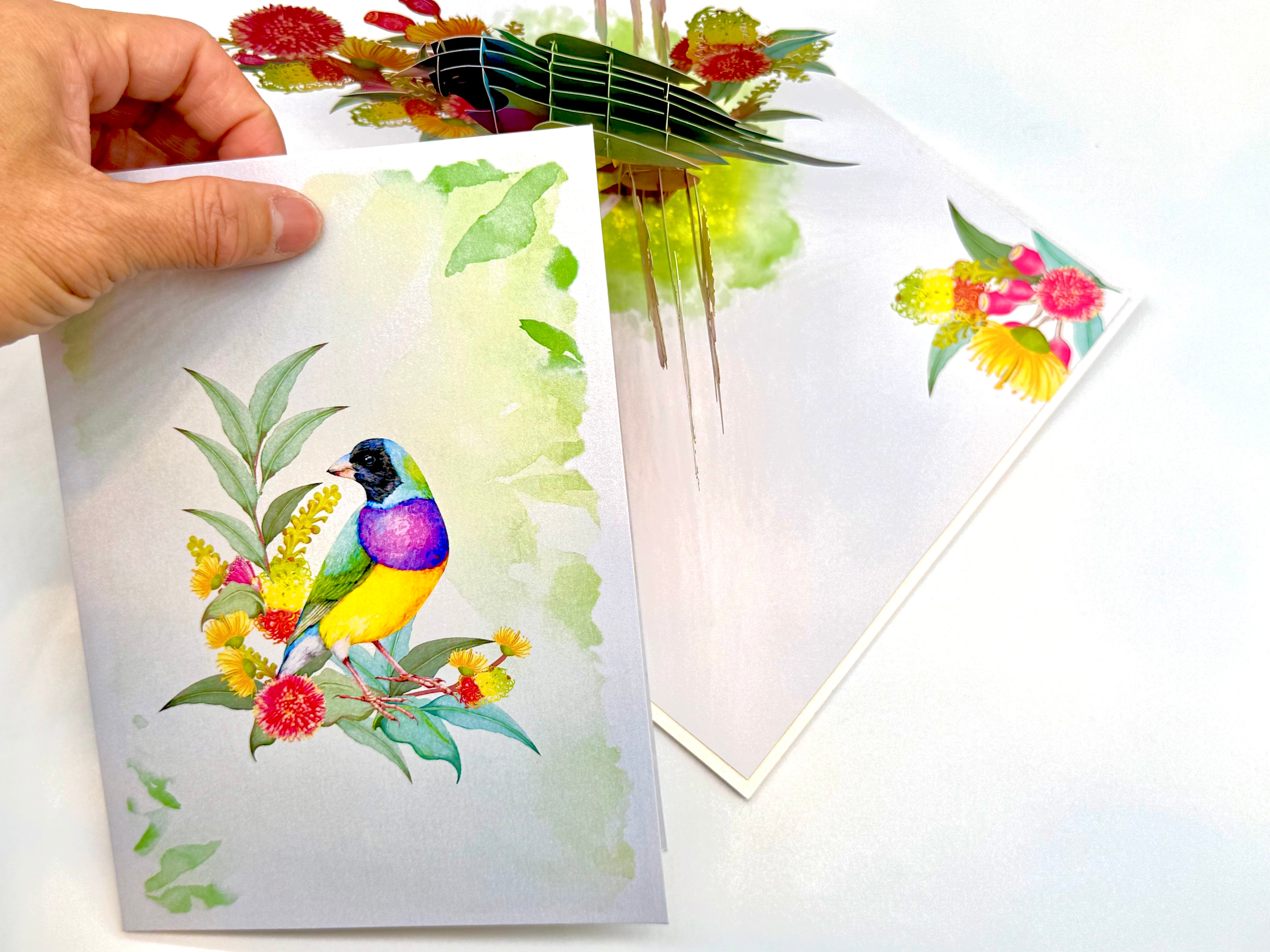 Black-Headed Gouldian Finch Origami Pop Cards 3D Pop Up Greeting Card Celebrate Happy Birthday Thank You Handmade Best Wishes Gift Thinking of You Blank Card for Any Occasion Happy Mother's Day Happy Father's Day Australiana Nature and Birds