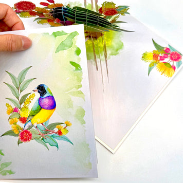 Black-Headed Gouldian Finch Origami Pop Cards 3D Pop Up Greeting Card Celebrate Happy Birthday Thank You Handmade Best Wishes Gift Thinking of You Blank Card for Any Occasion Happy Mother's Day Happy Father's Day Australiana Nature and Birds