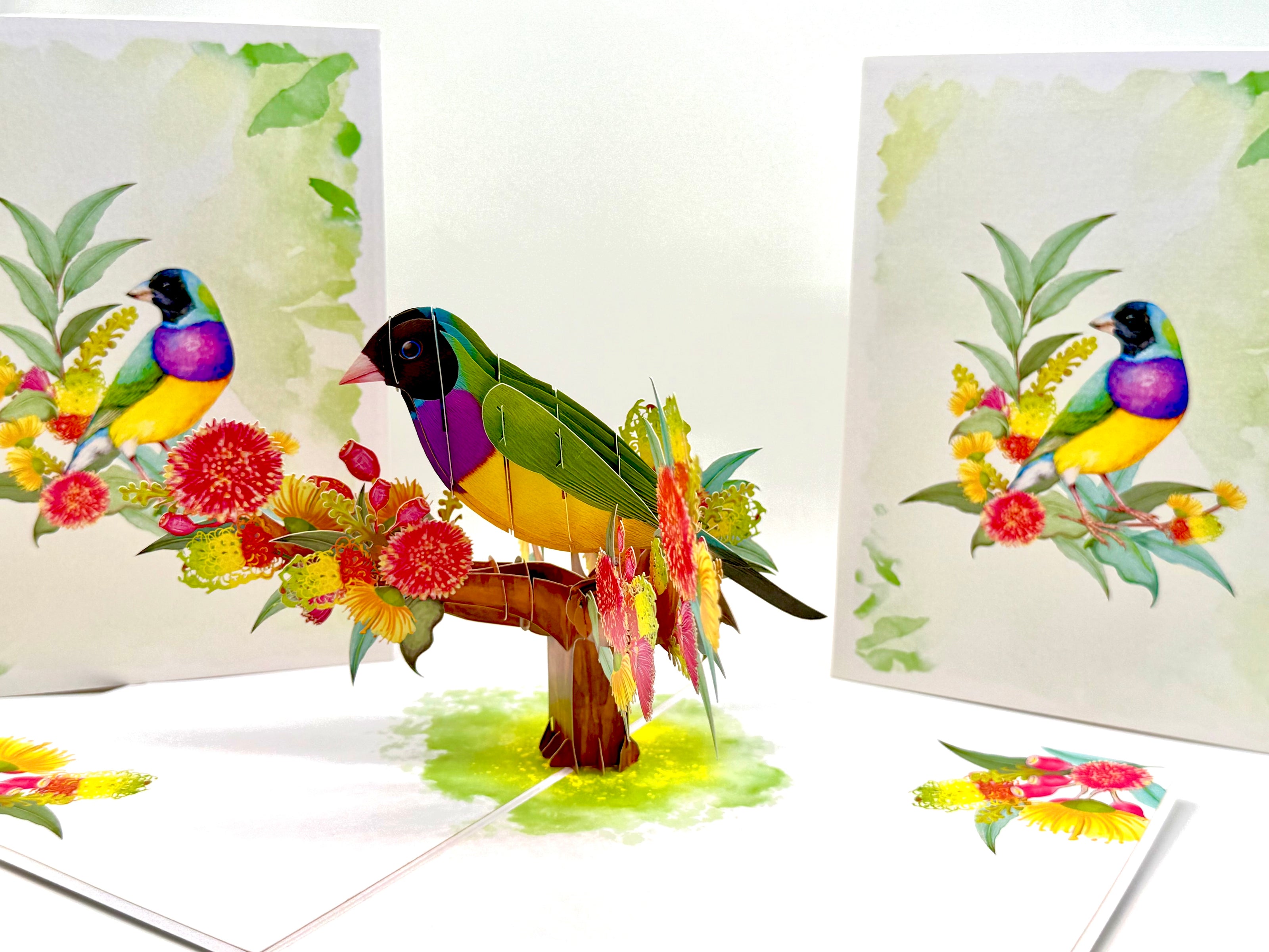 Black-Headed Gouldian Finch Origami Pop Cards 3D Pop Up Greeting Card Celebrate Happy Birthday Thank You Handmade Best Wishes Gift Thinking of You Blank Card for Any Occasion Happy Mother's Day Happy Father's Day Australiana Nature and Birds