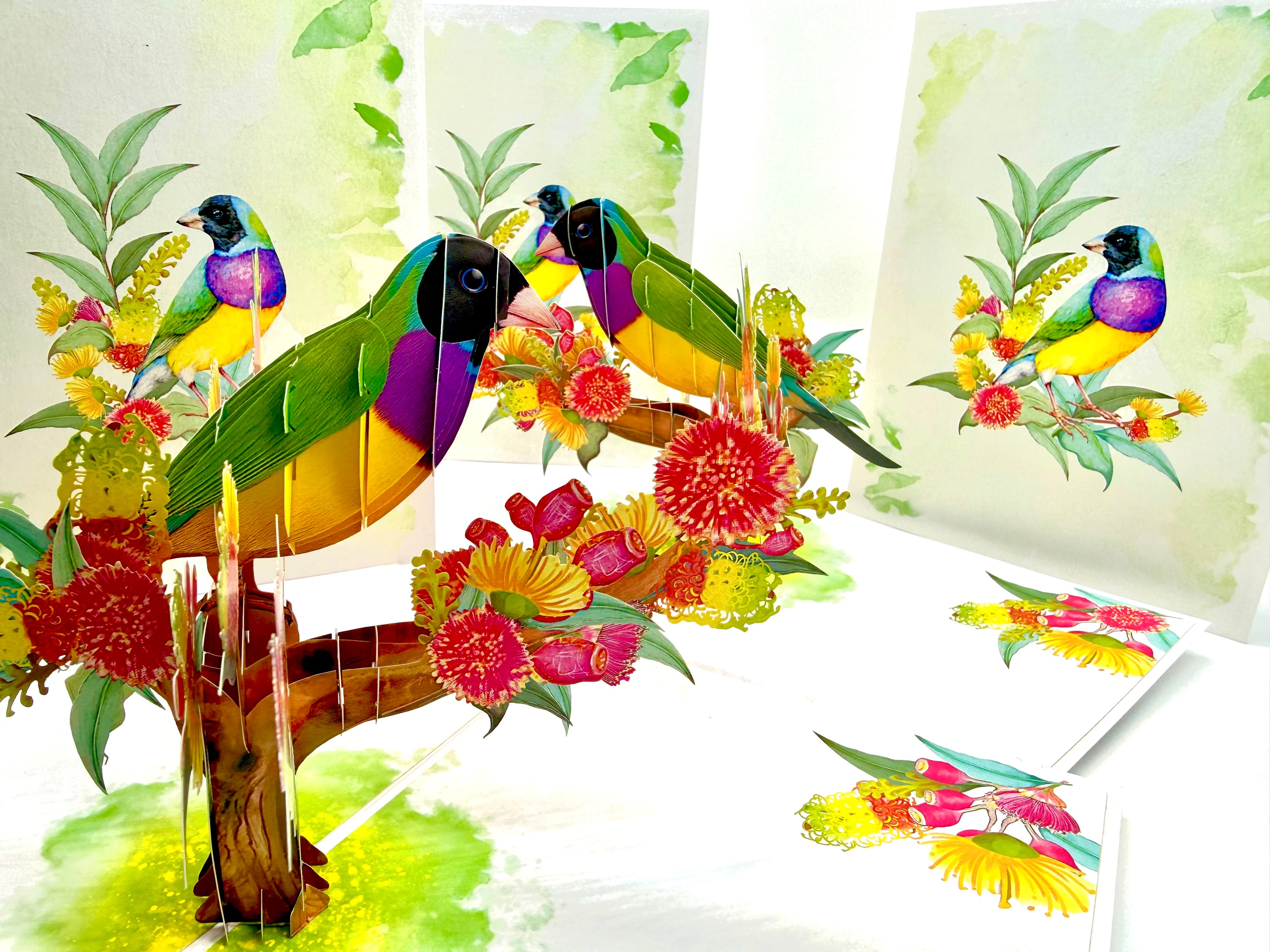 Black-Headed Gouldian Finch Origami Pop Cards 3D Pop Up Greeting Card Celebrate Happy Birthday Thank You Handmade Best Wishes Gift Thinking of You Blank Card for Any Occasion Happy Mother's Day Happy Father's Day Australiana Nature and Birds