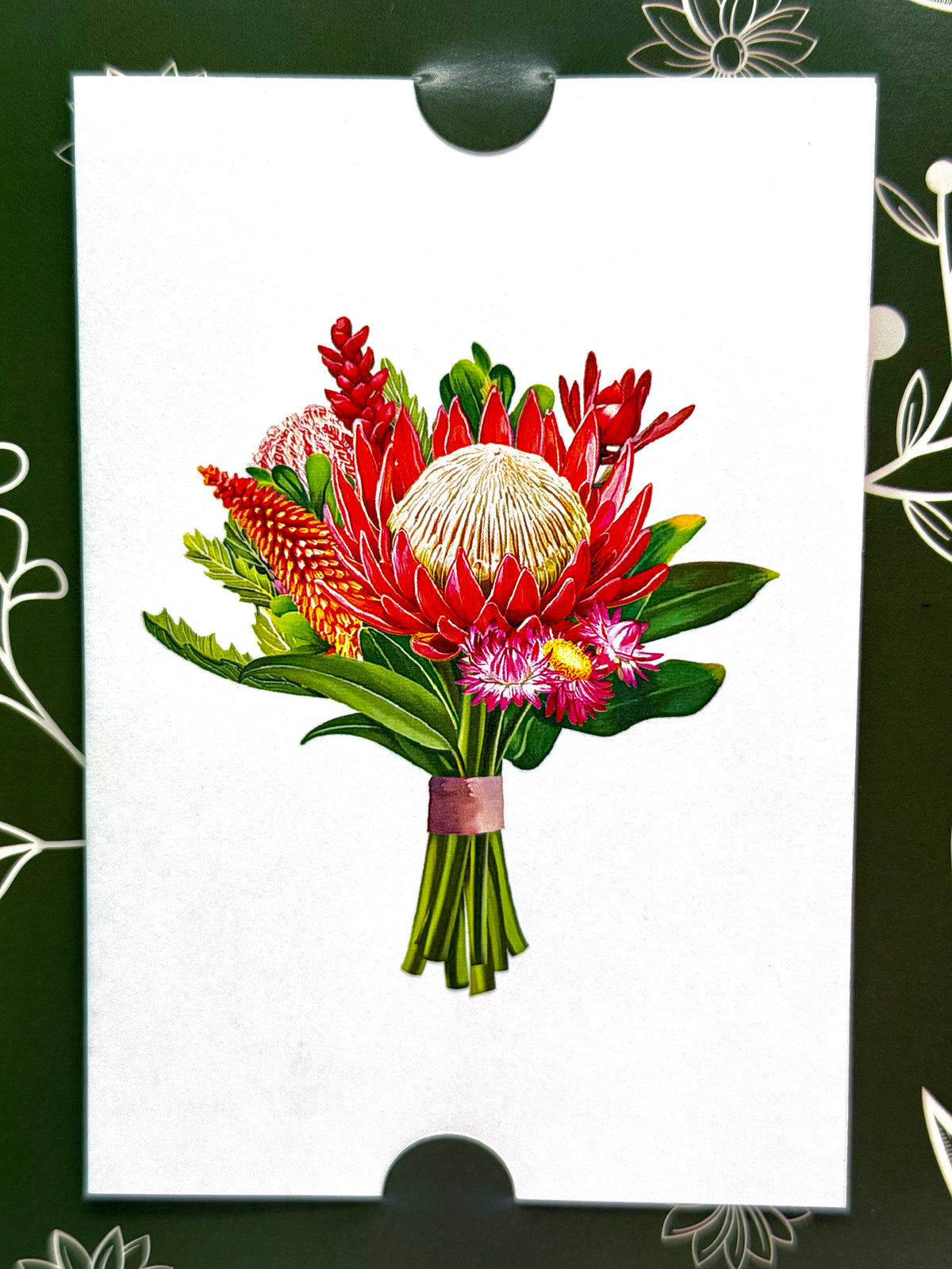 Blooming Australia 3D Pop-Up Australian Native Flower Bouquet Origami Pop Cards 3D Pop Up Greeting Card Happy Birthday Thank You Handmade Gift Thinking of You Blank Card for Any Occasion Happy Mother's Day Happy Father's Australiana Celebrate