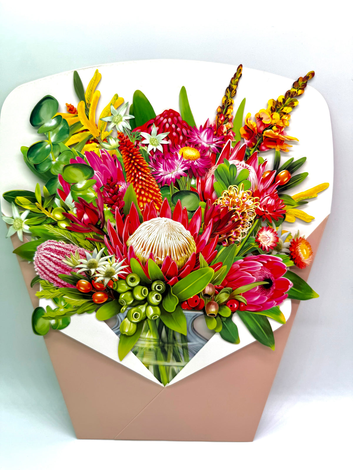 Blooming Australia 3D Pop-Up Australian Native Flower Bouquet Origami Pop Cards 3D Pop Up Greeting Card Happy Birthday Thank You Handmade Gift Thinking of You Blank Card for Any Occasion Happy Mother's Day Happy Father's Australiana Celebrate