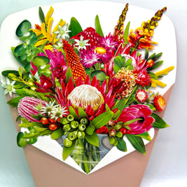 Blooming Australia 3D Pop-Up Australian Native Flower Bouquet Origami Pop Cards 3D Pop Up Greeting Card Happy Birthday Thank You Handmade Gift Thinking of You Blank Card for Any Occasion Happy Mother's Day Happy Father's Australiana Celebrate