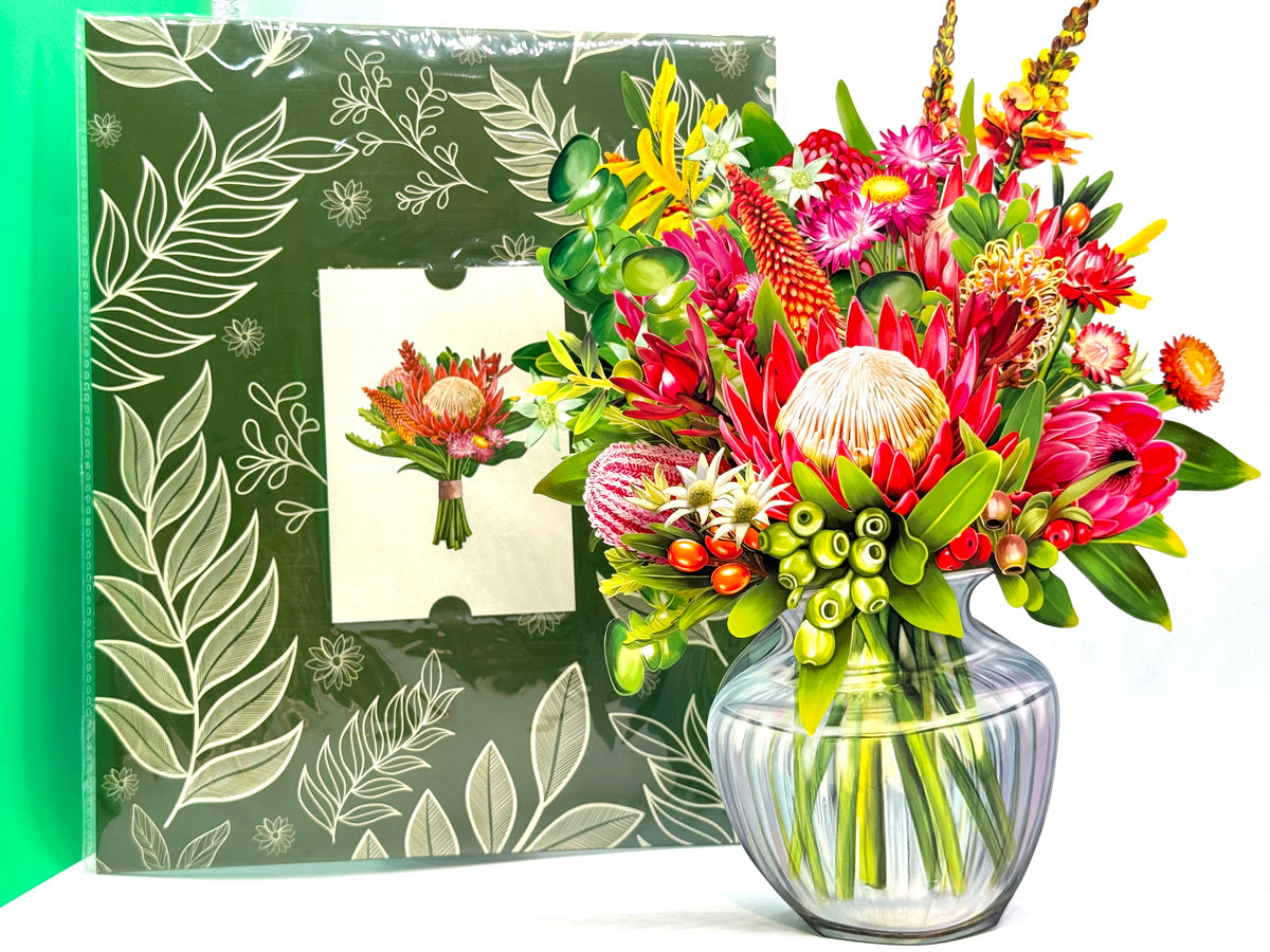 Blooming Australia 3D Pop-Up Australian Native Flower Bouquet Origami Pop Cards 3D Pop Up Greeting Card Happy Birthday Thank You Handmade Gift Thinking of You Blank Card for Any Occasion Happy Mother's Day Happy Father's Australiana Celebrate