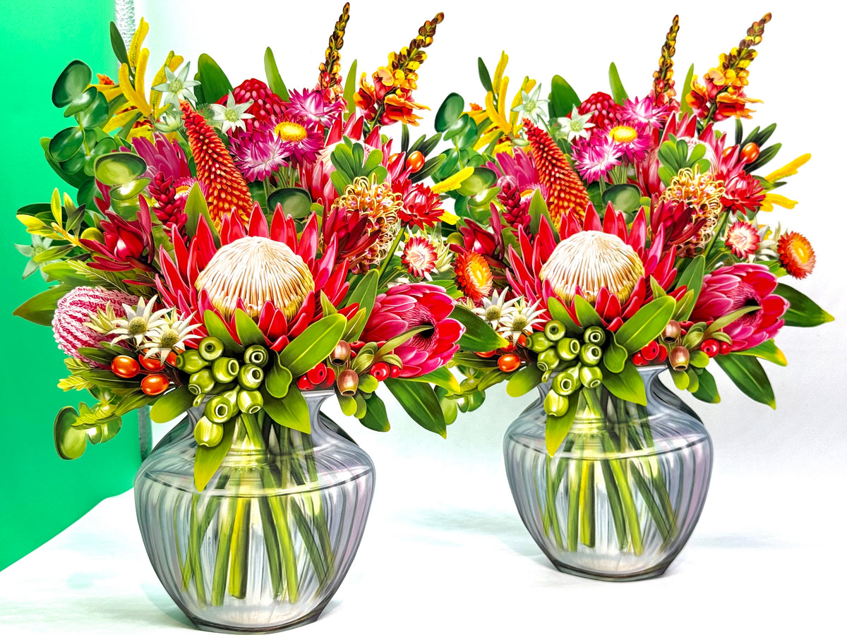 Blooming Australia 3D Pop-Up Australian Native Flower Bouquet Origami Pop Cards 3D Pop Up Greeting Card Happy Birthday Thank You Handmade Gift Thinking of You Blank Card for Any Occasion Happy Mother's Day Happy Father's Australiana Celebrate