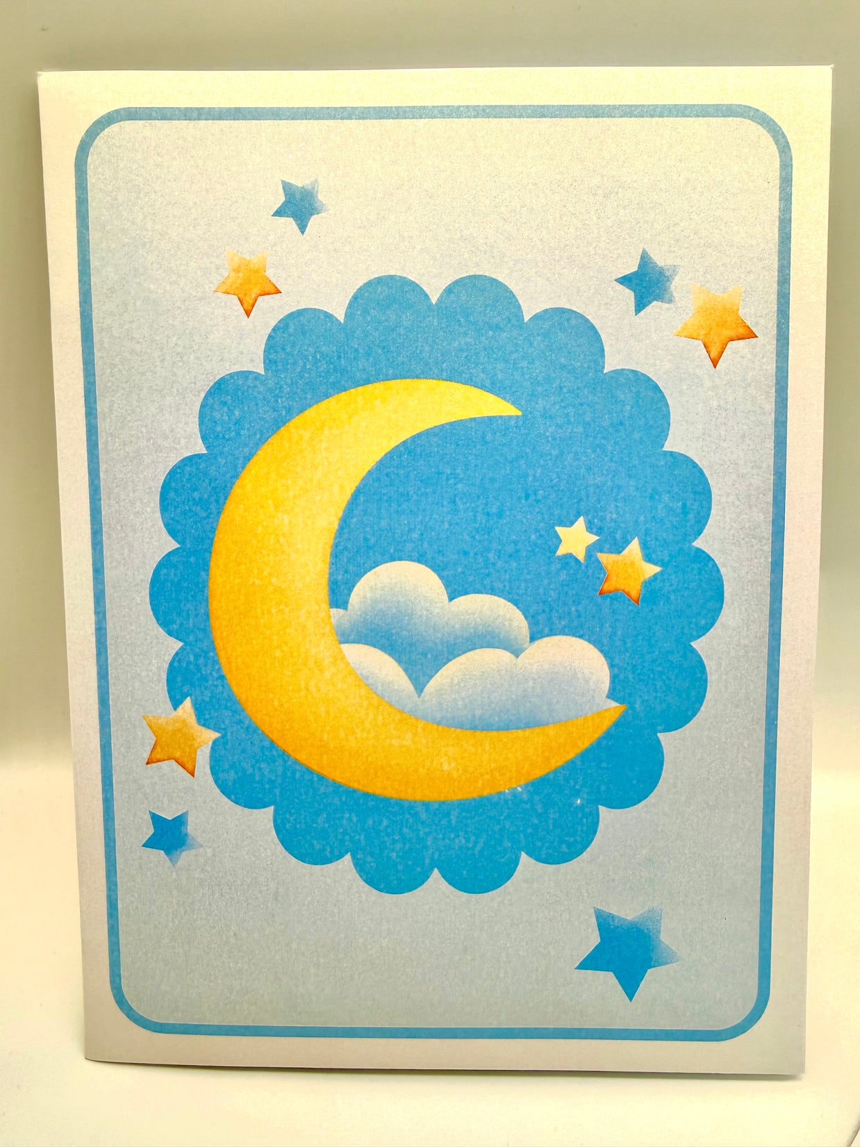 Blue Newborn Baby Boy Sleeping on A Crescent Moon Under Starry Night Sky Origami Pop Cards 3D Pop Up Greeting Card Happy Birthday Thank You Handmade Gift Thinking of You Blank Card for Any Occasion Happy Mother's Day Happy Newborn Baby