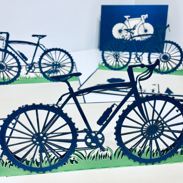 Metallic Blue Bike Perfect for Happy Father's Day Origami Pop Cards 3D Pop Up Greeting Card Celebrate Happy Birthday Thank You Handmade Best Wishes Gift Thinking of You Blank Card for Any Occasion Happy Mother's Day Australiana