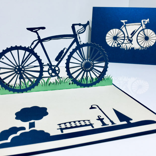 Metallic Blue Bike Perfect for Happy Father's Day Origami Pop Cards 3D Pop Up Greeting Card Celebrate Happy Birthday Thank You Handmade Best Wishes Gift Thinking of You Blank Card for Any Occasion Happy Mother's Day Australiana