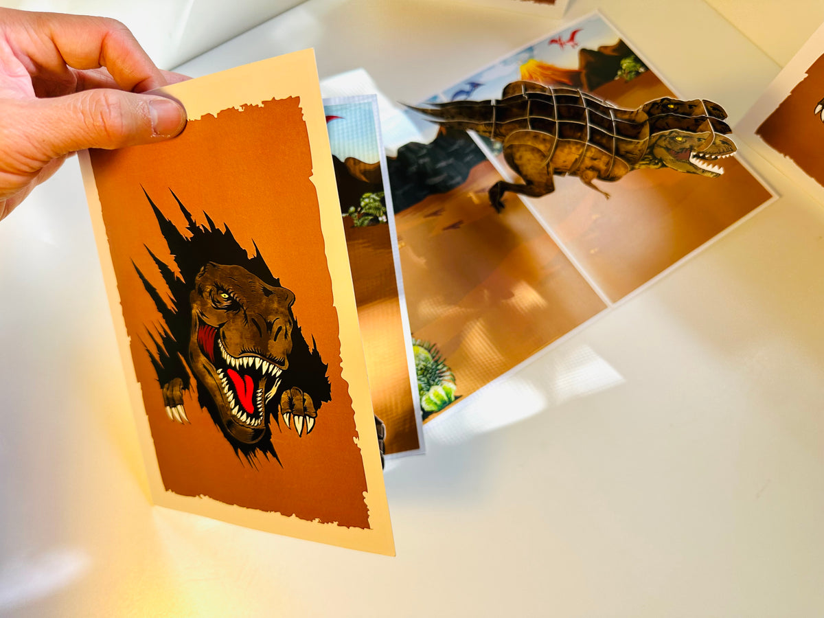 Brown Running T-Rex Dinosaur Origami Pop Cards 3D Pop Up Greeting Card Happy Birthday Thank You Handmade Gift Thinking of You Blank Card for Any Occasion Happy Mother's Day Happy Father's Australiana Celebrate the Beauty of Animals Perfect for Boy