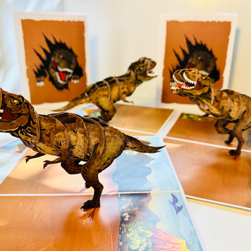 Brown Running T-Rex Dinosaur Origami Pop Cards 3D Pop Up Greeting Card Happy Birthday Thank You Handmade Gift Thinking of You Blank Card for Any Occasion Happy Mother's Day Happy Father's Australiana Celebrate the Beauty of Animals Perfect for Boy