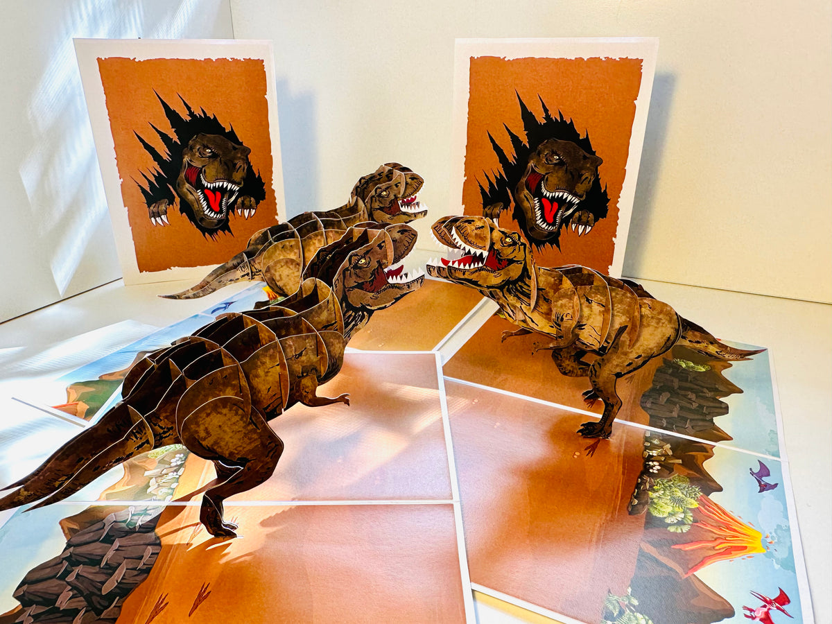 Brown Running T-Rex Dinosaur Origami Pop Cards 3D Pop Up Greeting Card Happy Birthday Thank You Handmade Gift Thinking of You Blank Card for Any Occasion Happy Mother's Day Happy Father's Australiana Celebrate the Beauty of Animals Perfect for Boy