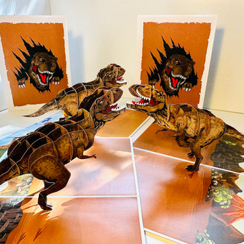 Brown Running T-Rex Dinosaur Origami Pop Cards 3D Pop Up Greeting Card Happy Birthday Thank You Handmade Gift Thinking of You Blank Card for Any Occasion Happy Mother's Day Happy Father's Australiana Celebrate the Beauty of Animals Perfect for Boy
