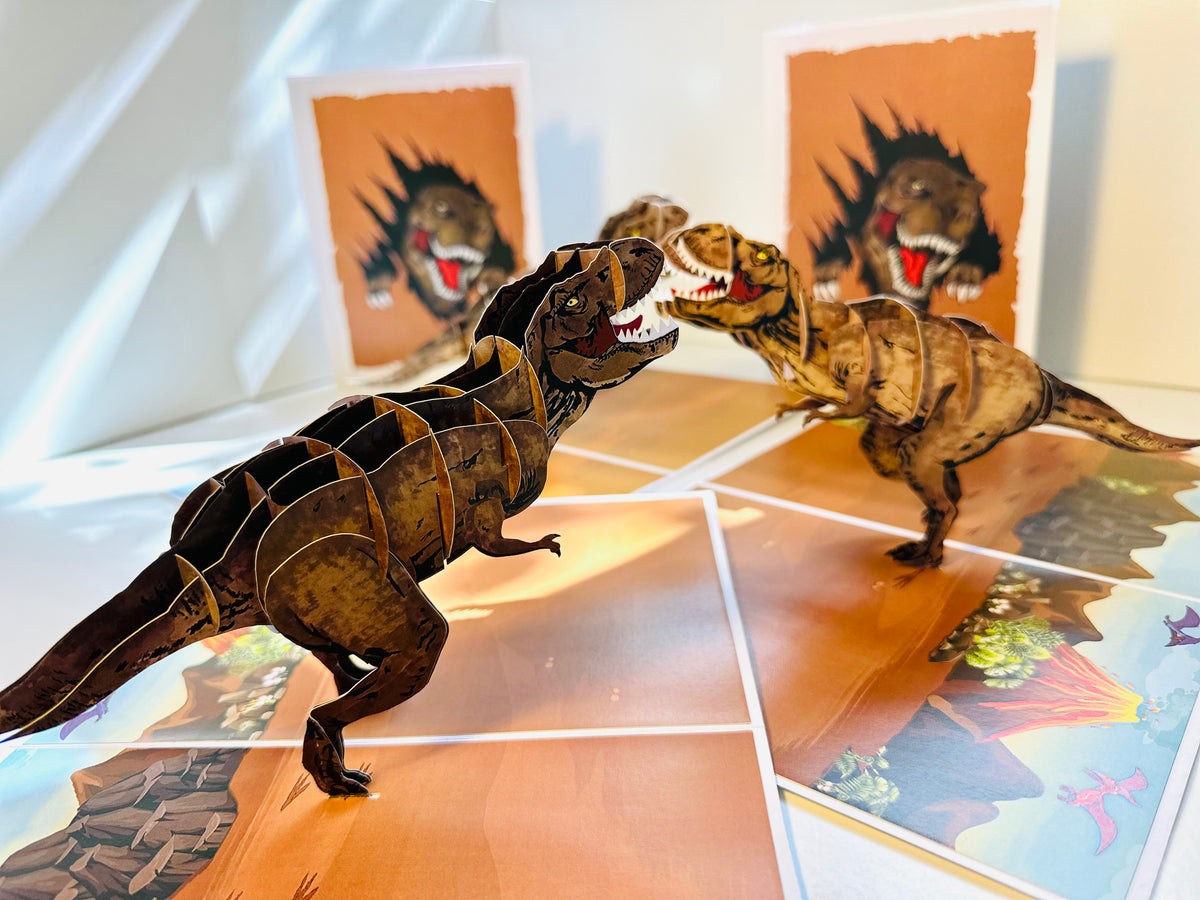 Brown Running T-Rex Dinosaur Origami Pop Cards 3D Pop Up Greeting Card Happy Birthday Thank You Handmade Gift Thinking of You Blank Card for Any Occasion Happy Mother's Day Happy Father's Australiana Celebrate the Beauty of Animals Perfect for Boy