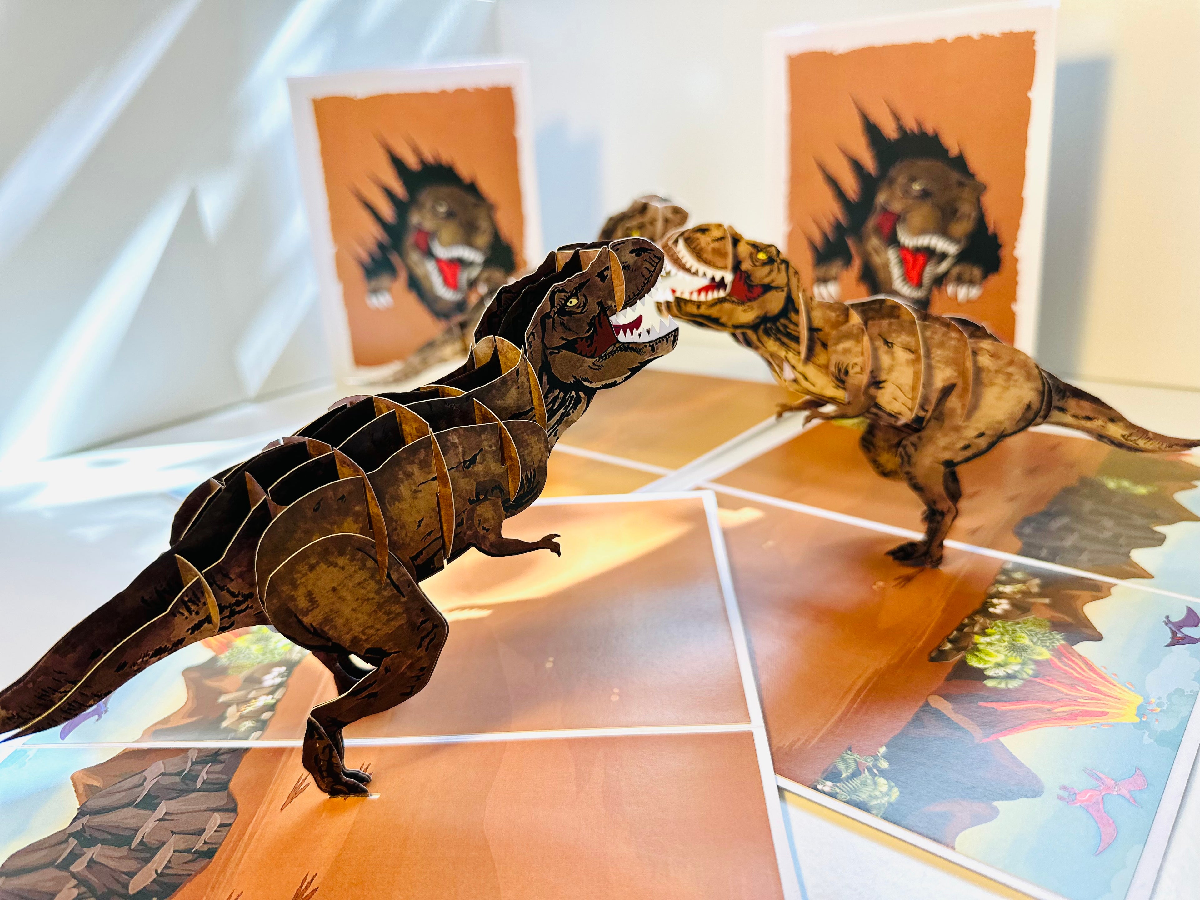 Brown Running T-Rex Dinosaur Origami Pop Cards 3D Pop Up Greeting Card Happy Birthday Thank You Handmade Gift Thinking of You Blank Card for Any Occasion Happy Mother's Day Happy Father's Australiana Celebrate the Beauty of Animals Perfect for Boy