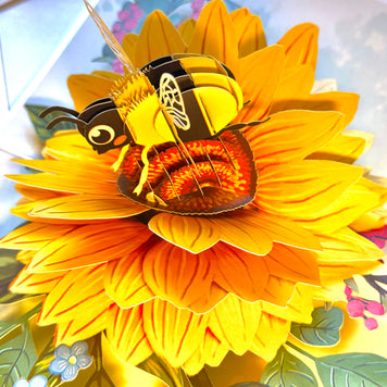Bumble Bee Attracting Sunflowers Origami Pop Cards 3D Pop Up Greeting Card Happy Birthday Thank You Handmade Gift Thinking of You Blank Card for Any Occasion Happy Mother's Day Happy Father's Australiana Celebrate the Beauty of Autumn Flower