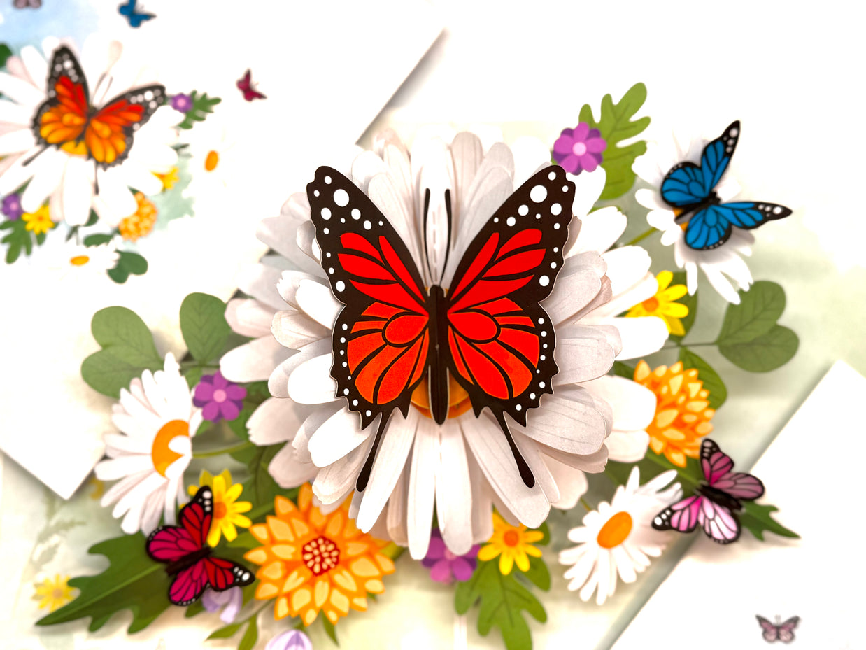 Butterflies Attracting Daisy Flowers Origami Pop Cards 3D Pop Up Greeting Card Happy Birthday Thank You Handmade Gift Thinking of You Blank Card for Any Occasion Happy Mother's Day Happy Father's Australiana Celebrate the Beauty of Flower (Copy)