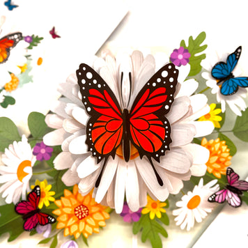Butterflies Attracting Daisy Flowers Origami Pop Cards 3D Pop Up Greeting Card Happy Birthday Thank You Handmade Gift Thinking of You Blank Card for Any Occasion Happy Mother's Day Happy Father's Australiana Celebrate the Beauty of Flower (Copy)
