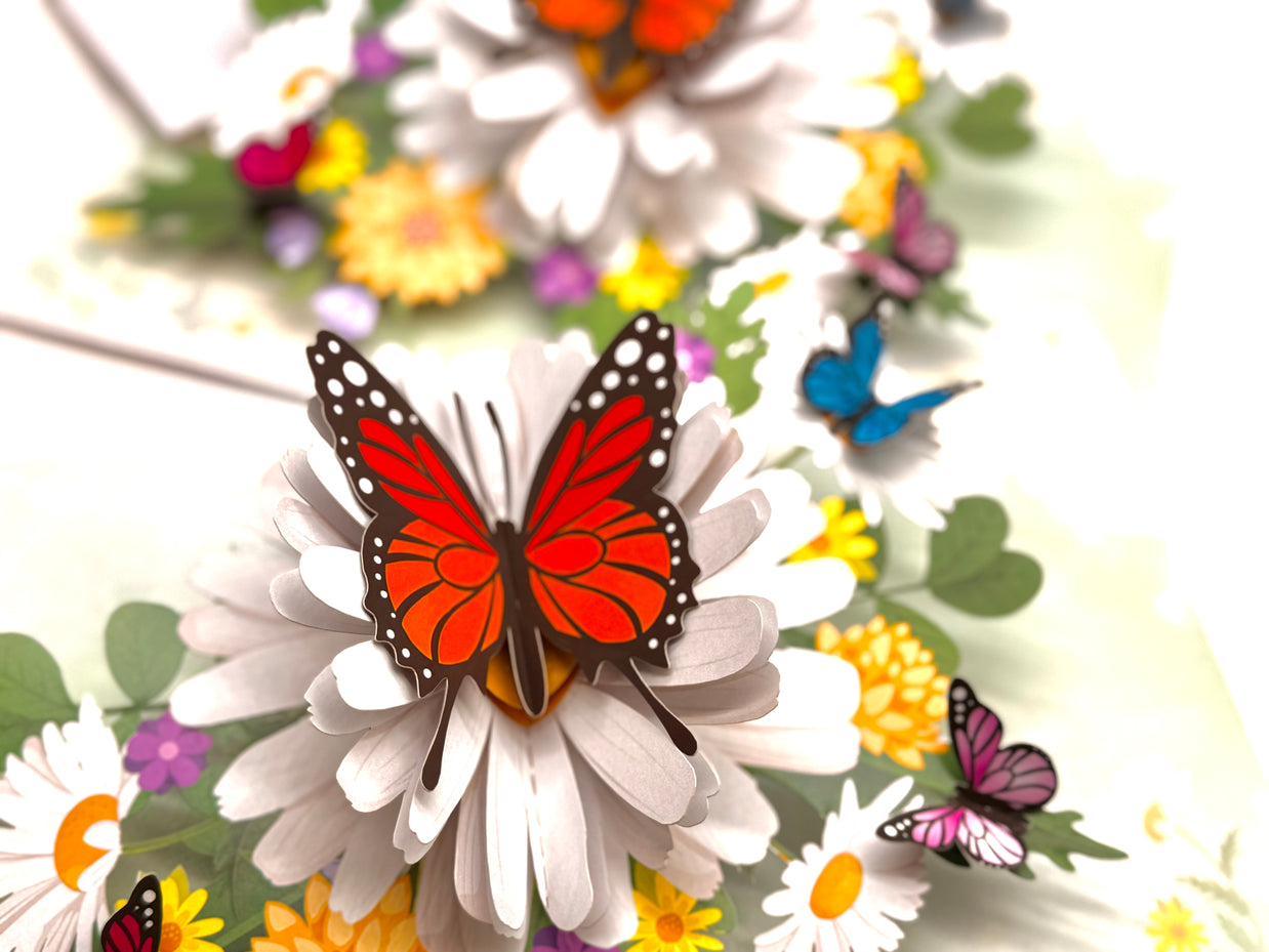 Butterflies Attracting Daisy Flowers Origami Pop Cards 3D Pop Up Greeting Card Happy Birthday Thank You Handmade Gift Thinking of You Blank Card for Any Occasion Happy Mother's Day Happy Father's Australiana Celebrate the Beauty of Flower (Copy)
