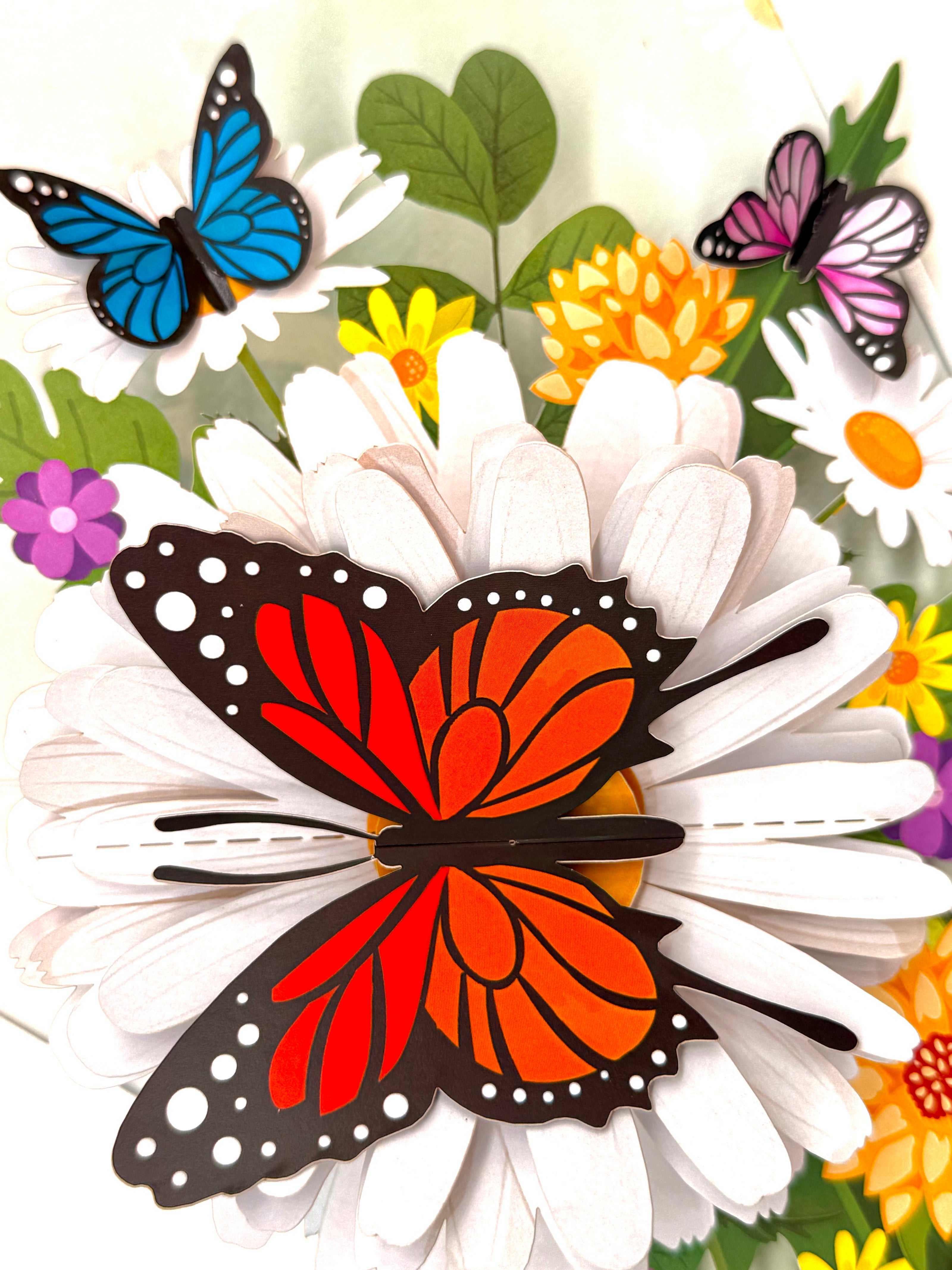 Butterflies Attracting Daisy Flowers Origami Pop Cards 3D Pop Up Greeting Card Happy Birthday Thank You Handmade Gift Thinking of You Blank Card for Any Occasion Happy Mother's Day Happy Father's Australiana Celebrate the Beauty of Flower (Copy)