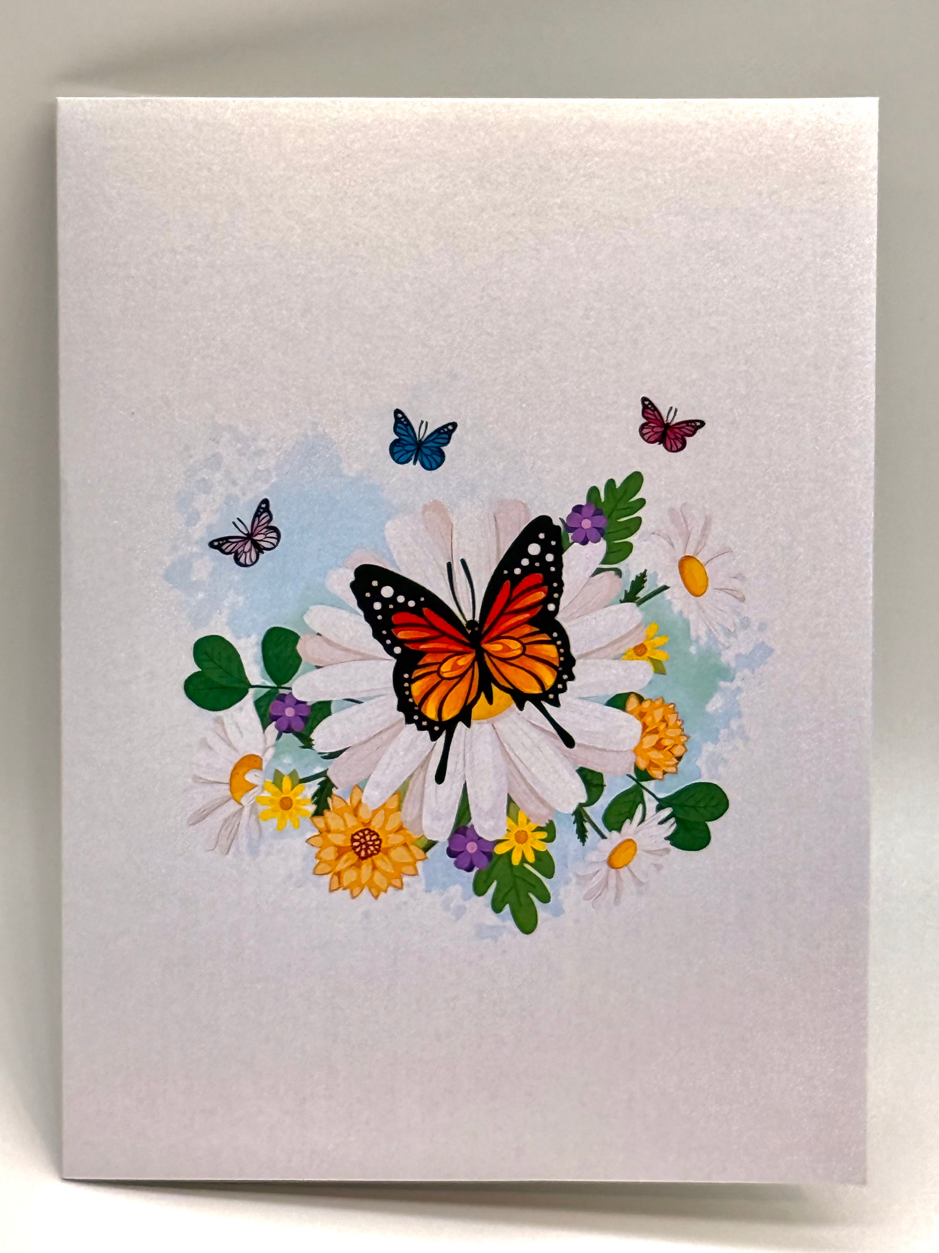 Butterflies Attracting Daisy Flowers Origami Pop Cards 3D Pop Up Greeting Card Happy Birthday Thank You Handmade Gift Thinking of You Blank Card for Any Occasion Happy Mother's Day Happy Father's Australiana Celebrate the Beauty of Flower (Copy)