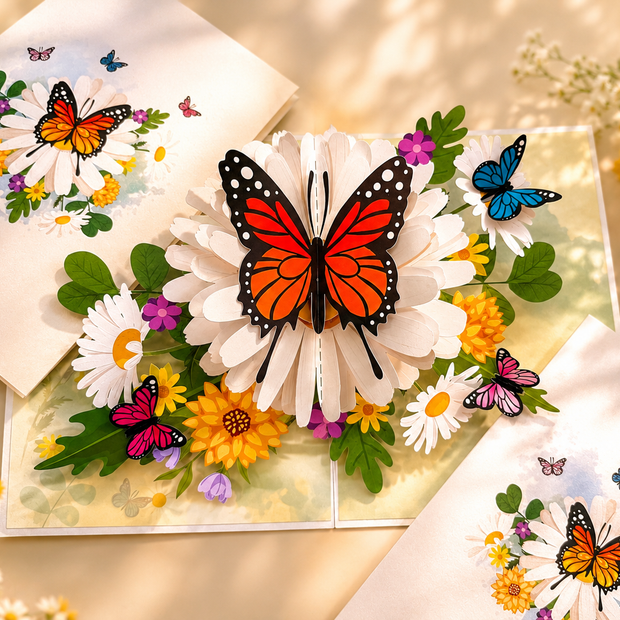 Butterflies Attracting Daisy Flowers Origami Pop Cards 3D Pop Up Greeting Card Happy Birthday Thank You Handmade Gift Thinking of You Blank Card for Any Occasion Happy Mother's Day Happy Father's Australiana Celebrate the Beauty of Flower (Copy)
