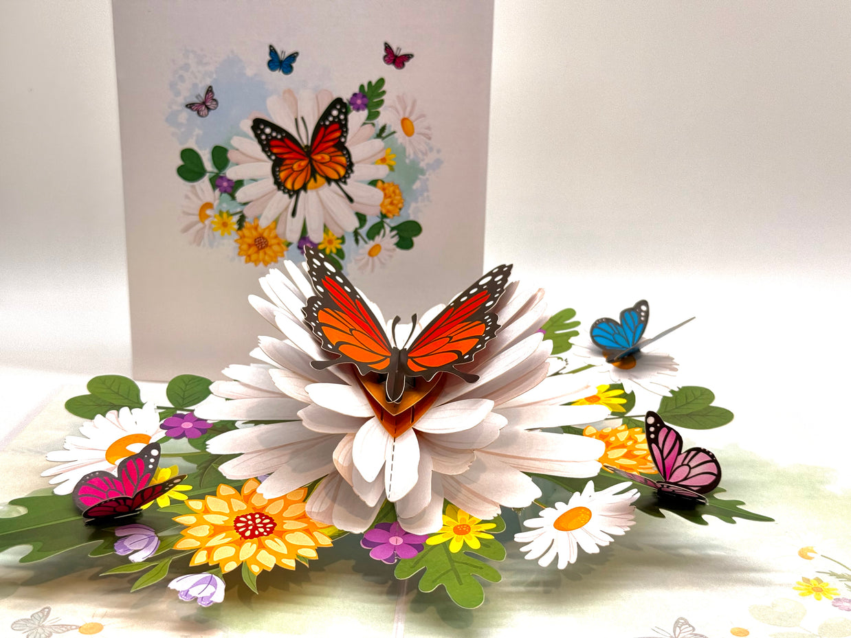 Butterflies Attracting Daisy Flowers Origami Pop Cards 3D Pop Up Greeting Card Happy Birthday Thank You Handmade Gift Thinking of You Blank Card for Any Occasion Happy Mother's Day Happy Father's Australiana Celebrate the Beauty of Flower (Copy)
