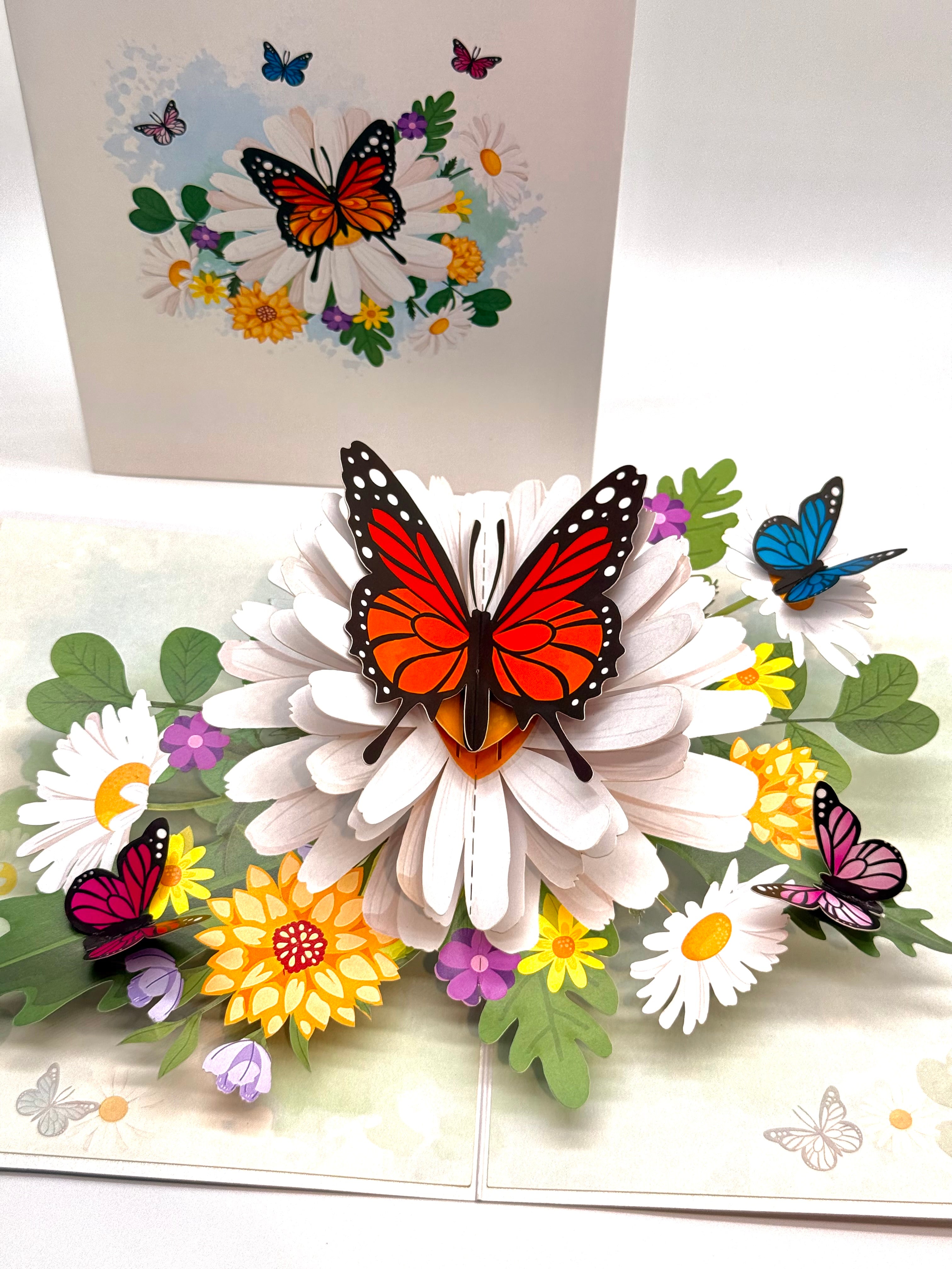 Butterflies Attracting Daisy Flowers Origami Pop Cards 3D Pop Up Greeting Card Happy Birthday Thank You Handmade Gift Thinking of You Blank Card for Any Occasion Happy Mother's Day Happy Father's Australiana Celebrate the Beauty of Flower (Copy)