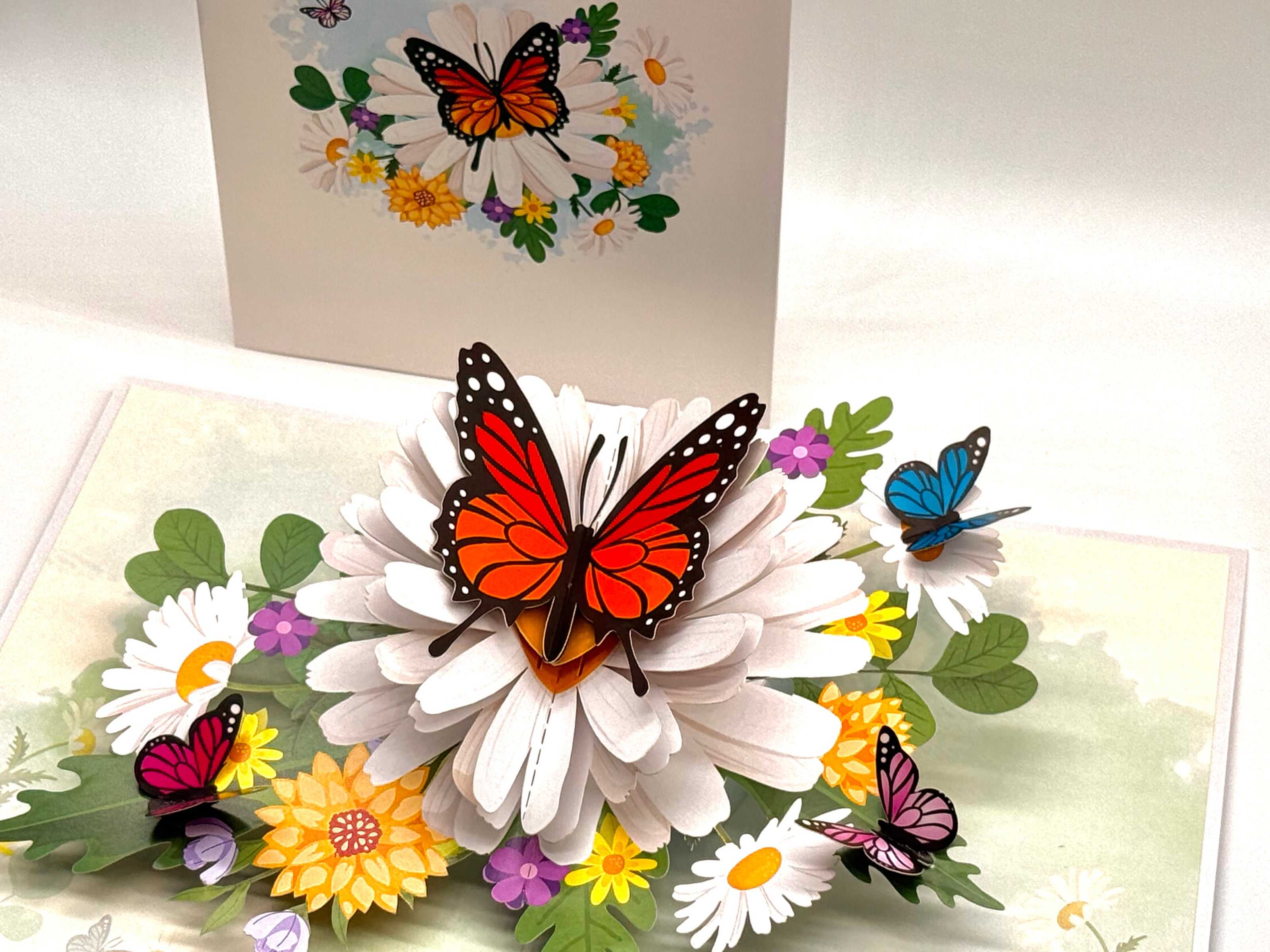 Butterflies Attracting Daisy Flowers Origami Pop Cards 3D Pop Up Greeting Card Happy Birthday Thank You Handmade Gift Thinking of You Blank Card for Any Occasion Happy Mother's Day Happy Father's Australiana Celebrate the Beauty of Flower (Copy)