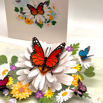 Butterflies Attracting Daisy Flowers Origami Pop Cards 3D Pop Up Greeting Card Happy Birthday Thank You Handmade Gift Thinking of You Blank Card for Any Occasion Happy Mother's Day Happy Father's Australiana Celebrate the Beauty of Flower (Copy)