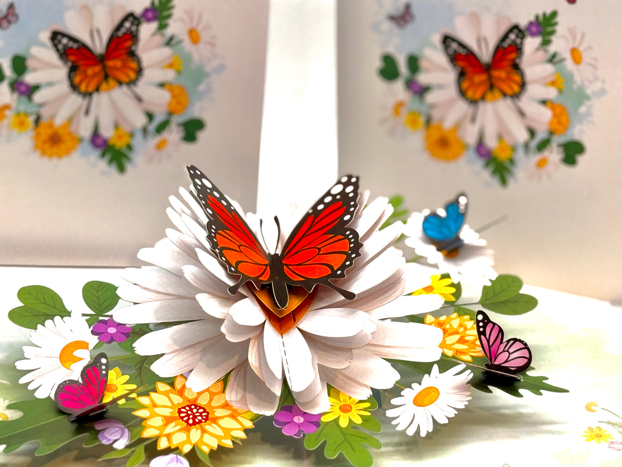Butterflies Attracting Daisy Flowers Origami Pop Cards 3D Pop Up Greeting Card Happy Birthday Thank You Handmade Gift Thinking of You Blank Card for Any Occasion Happy Mother's Day Happy Father's Australiana Celebrate the Beauty of Flower (Copy)
