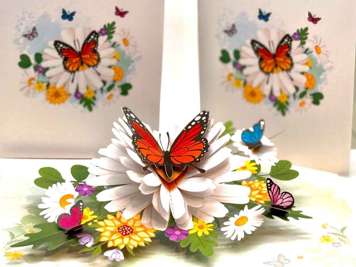 Butterflies Attracting Daisy Flowers Origami Pop Cards 3D Pop Up Greeting Card Happy Birthday Thank You Handmade Gift Thinking of You Blank Card for Any Occasion Happy Mother's Day Happy Father's Australiana Celebrate the Beauty of Flower (Copy)