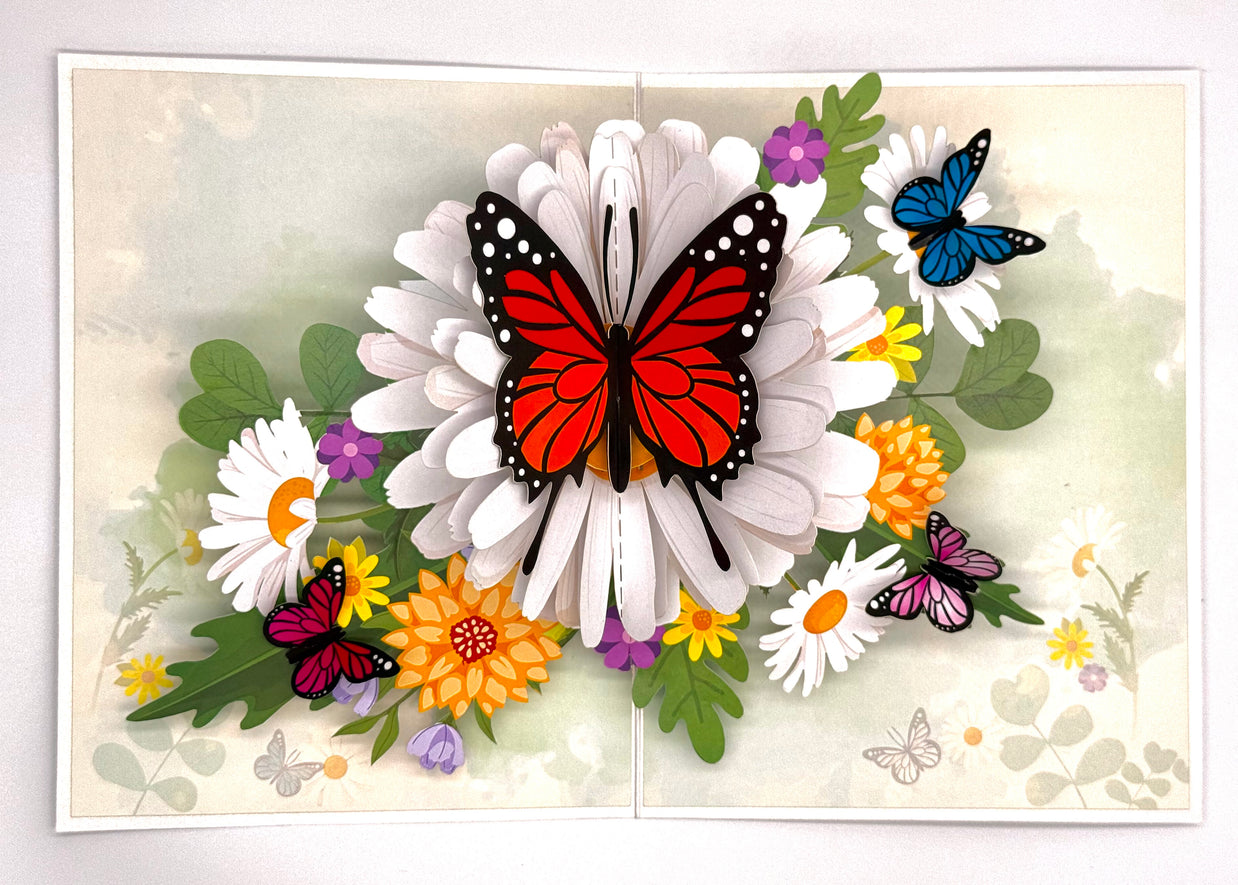 Butterflies Attracting Daisy Flowers Origami Pop Cards 3D Pop Up Greeting Card Happy Birthday Thank You Handmade Gift Thinking of You Blank Card for Any Occasion Happy Mother's Day Happy Father's Australiana Celebrate the Beauty of Flower (Copy)