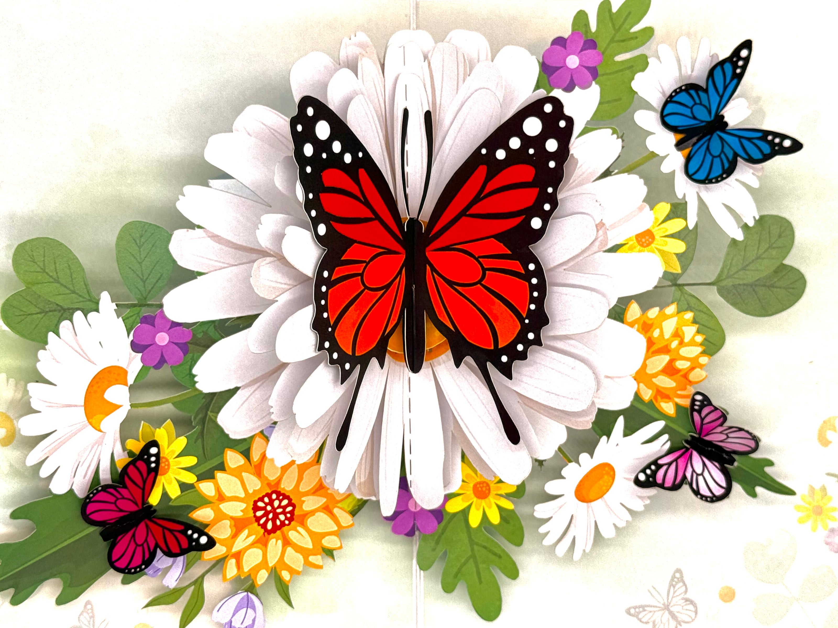 Butterflies Attracting Daisy Flowers Origami Pop Cards 3D Pop Up Greeting Card Happy Birthday Thank You Handmade Gift Thinking of You Blank Card for Any Occasion Happy Mother's Day Happy Father's Australiana Celebrate the Beauty of Flower (Copy)