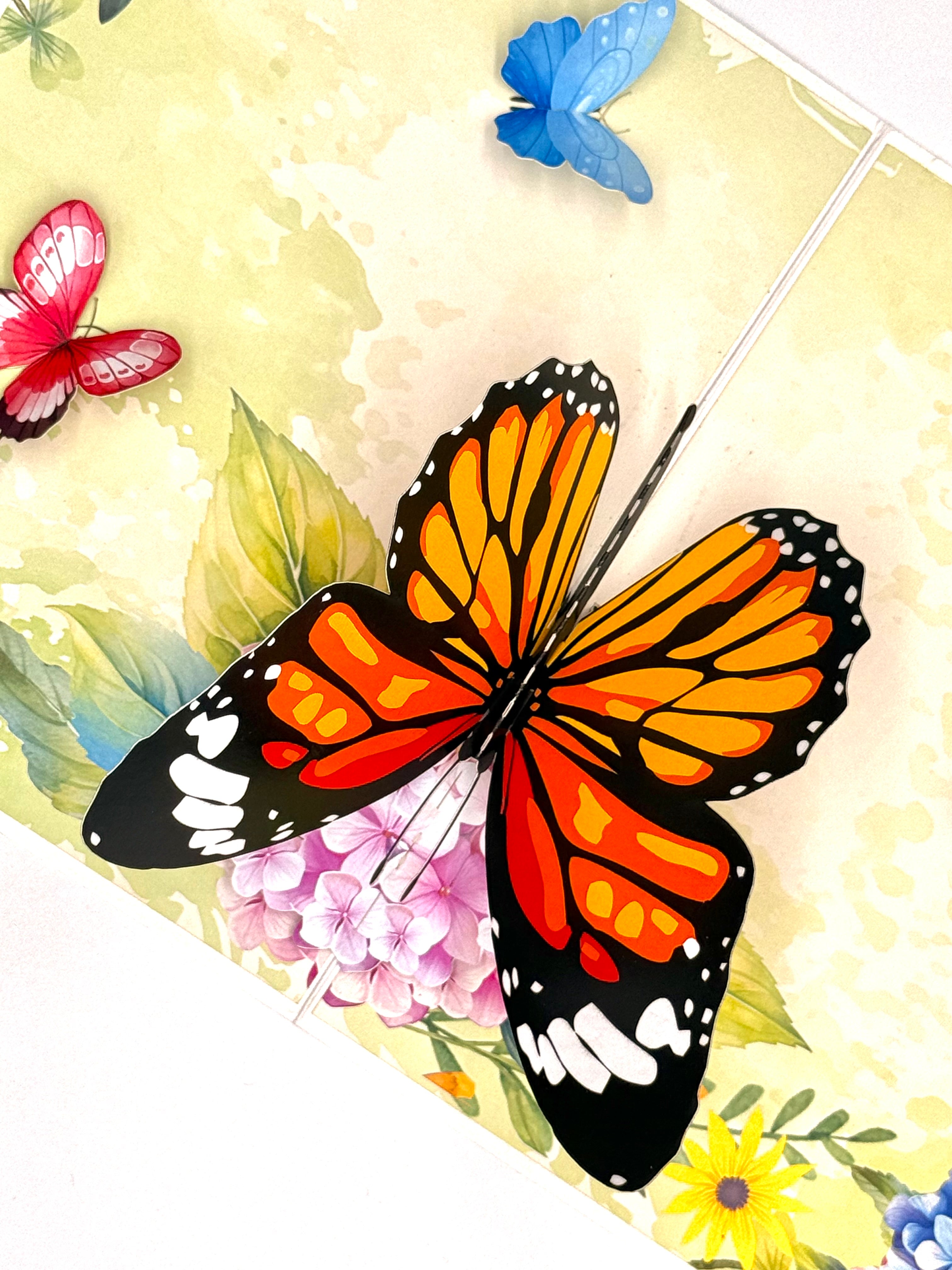 Butterflies Attracting Hydrangea Flowers Origami Pop Cards 3D Pop Up Greeting Card Happy Birthday Thank You Handmade Gift Thinking of You Blank Card for Any Occasion Happy Mother's Day Happy Father's Australiana Celebrate the Beauty of Flower