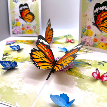 Butterflies Attracting Hydrangea Flowers Origami Pop Cards 3D Pop Up Greeting Card Happy Birthday Thank You Handmade Gift Thinking of You Blank Card for Any Occasion Happy Mother's Day Happy Father's Australiana Celebrate the Beauty of Flower