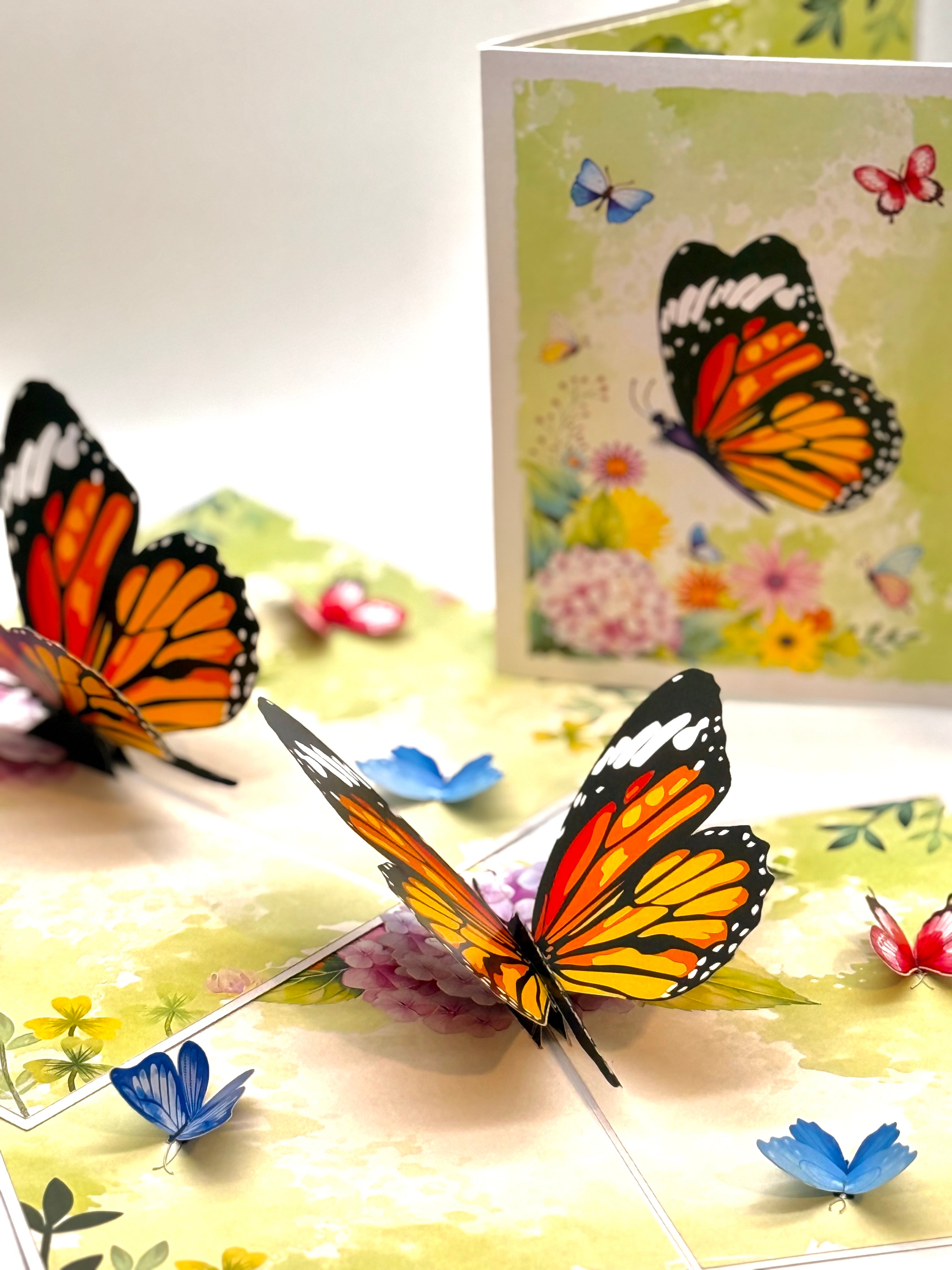 Butterflies Attracting Hydrangea Flowers Origami Pop Cards 3D Pop Up Greeting Card Happy Birthday Thank You Handmade Gift Thinking of You Blank Card for Any Occasion Happy Mother's Day Happy Father's Australiana Celebrate the Beauty of Flower