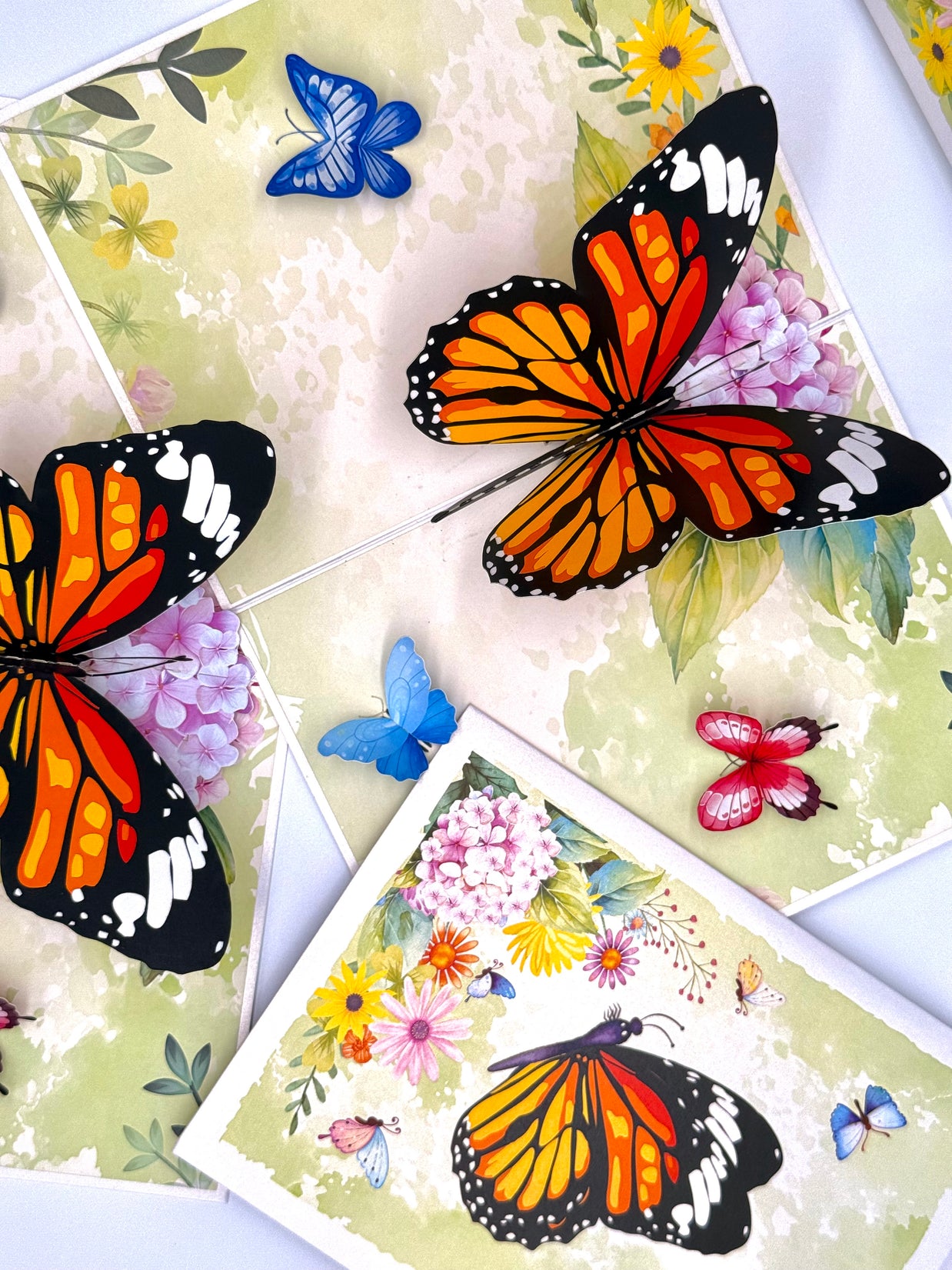 Butterflies Attracting Hydrangea Flowers Origami Pop Cards 3D Pop Up Greeting Card Happy Birthday Thank You Handmade Gift Thinking of You Blank Card for Any Occasion Happy Mother's Day Happy Father's Australiana Celebrate the Beauty of Flower