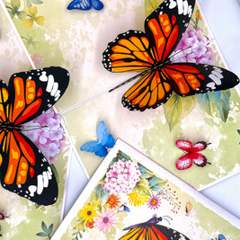 Butterflies Attracting Hydrangea Flowers Origami Pop Cards 3D Pop Up Greeting Card Happy Birthday Thank You Handmade Gift Thinking of You Blank Card for Any Occasion Happy Mother's Day Happy Father's Australiana Celebrate the Beauty of Flower