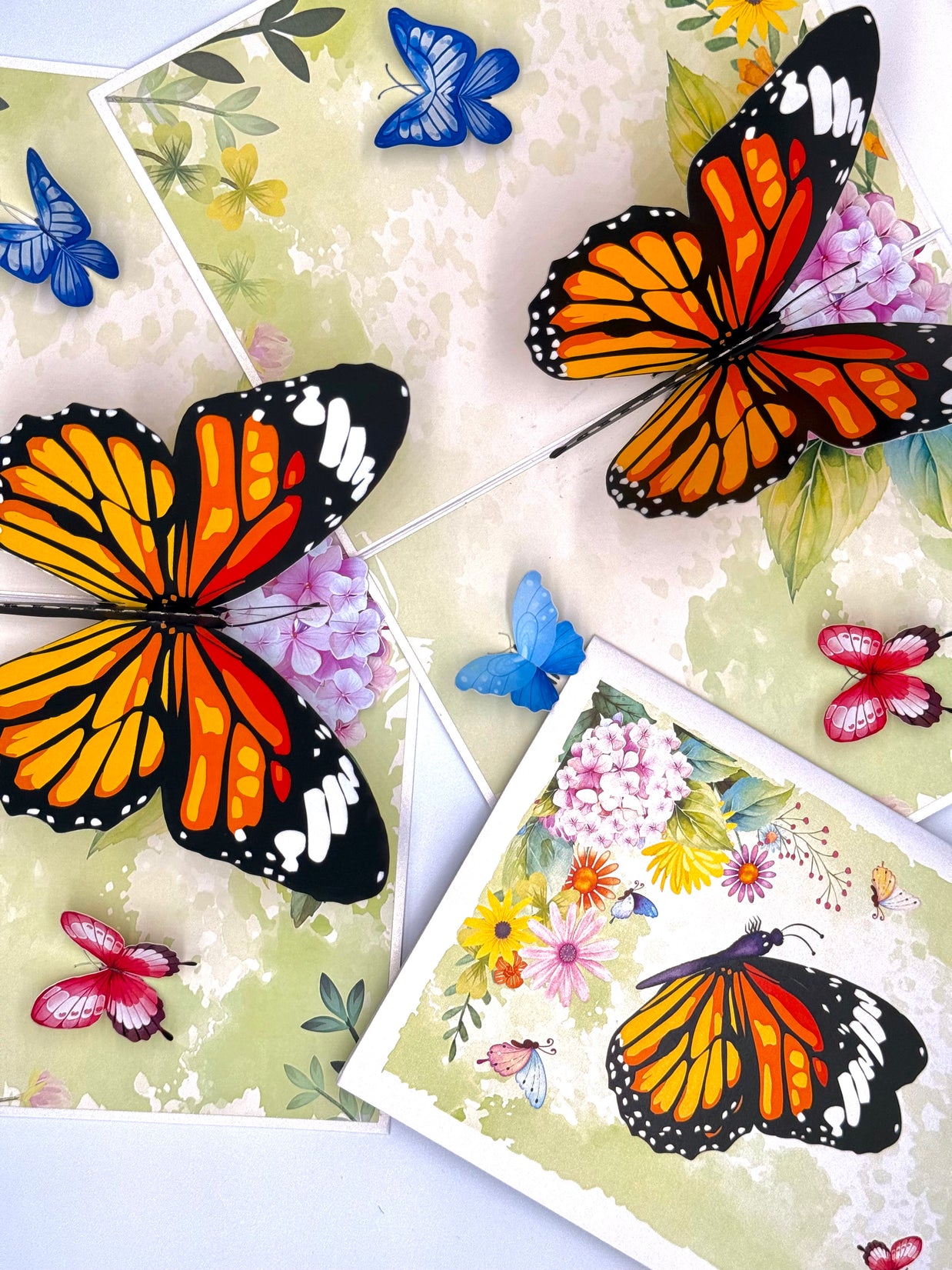 Butterflies Attracting Hydrangea Flowers Origami Pop Cards 3D Pop Up Greeting Card Happy Birthday Thank You Handmade Gift Thinking of You Blank Card for Any Occasion Happy Mother's Day Happy Father's Australiana Celebrate the Beauty of Flower