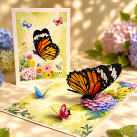 Butterflies Attracting Hydrangea Flowers Origami Pop Cards 3D Pop Up Greeting Card Happy Birthday Thank You Handmade Gift Thinking of You Blank Card for Any Occasion Happy Mother's Day Happy Father's Australiana Celebrate the Beauty of Flower