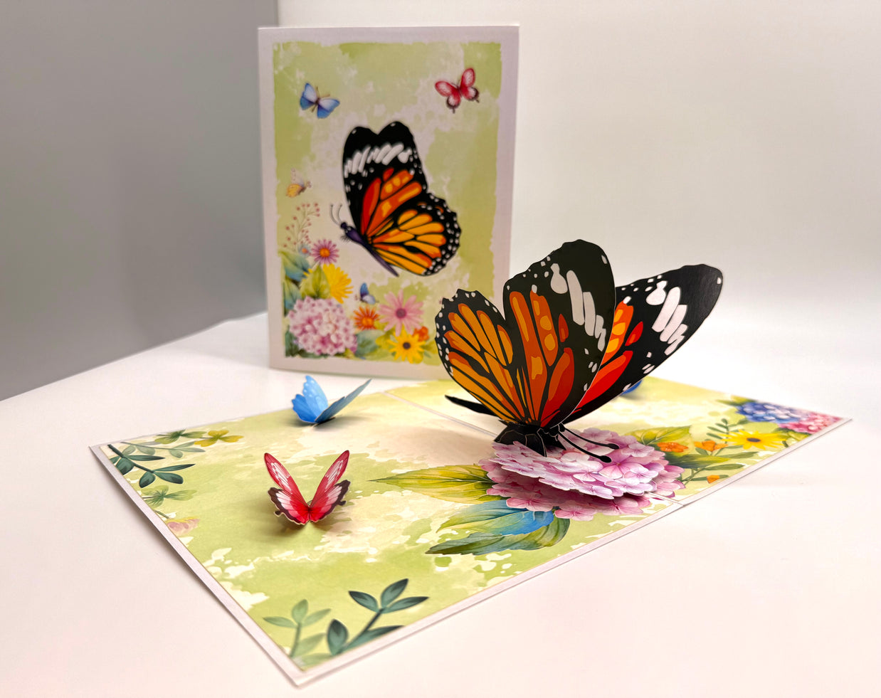 Butterflies Attracting Hydrangea Flowers Origami Pop Cards 3D Pop Up Greeting Card Happy Birthday Thank You Handmade Gift Thinking of You Blank Card for Any Occasion Happy Mother's Day Happy Father's Australiana Celebrate the Beauty of Flower