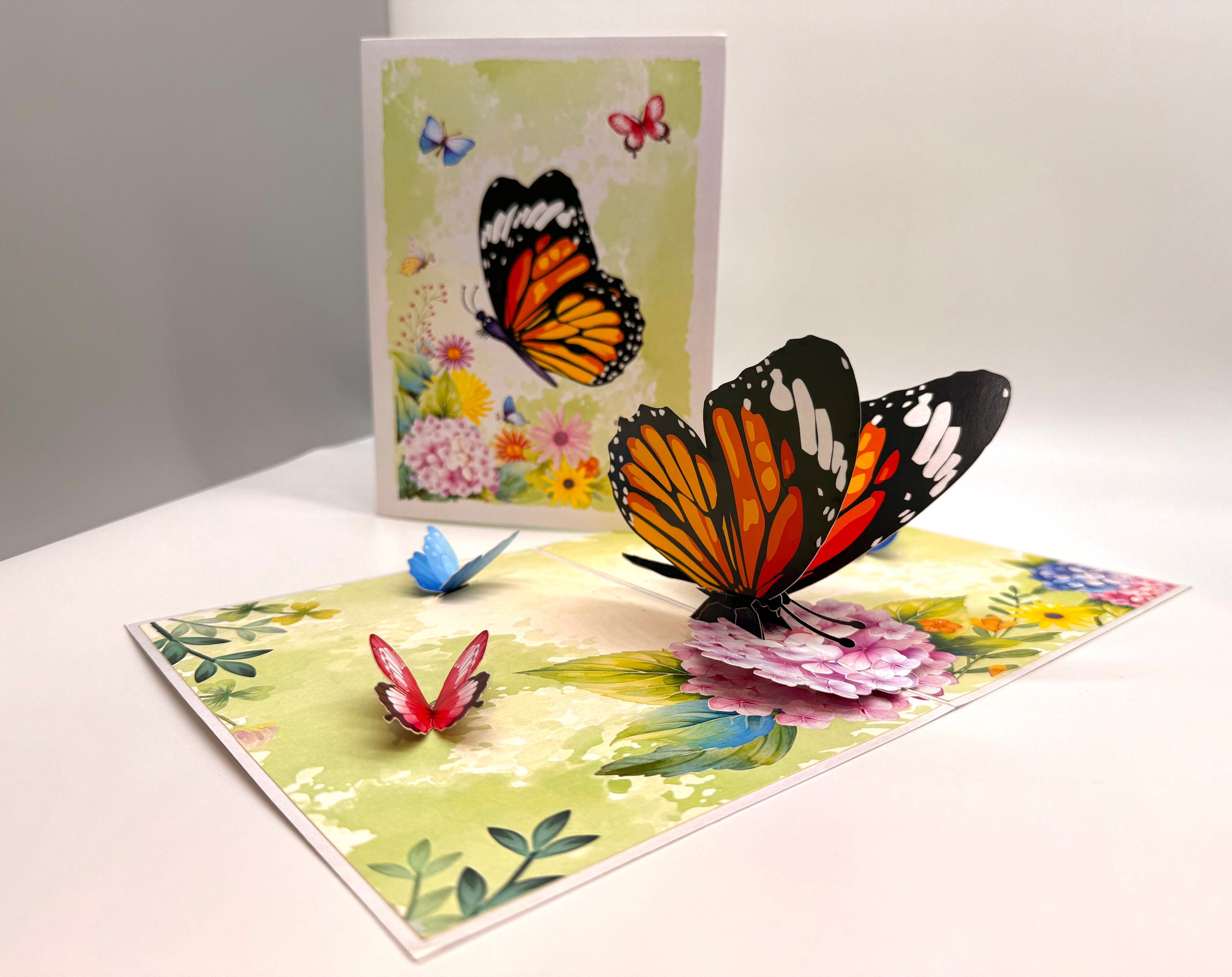Butterflies Attracting Hydrangea Flowers Origami Pop Cards 3D Pop Up Greeting Card Happy Birthday Thank You Handmade Gift Thinking of You Blank Card for Any Occasion Happy Mother's Day Happy Father's Australiana Celebrate the Beauty of Flower