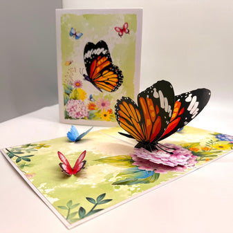 Butterflies Attracting Hydrangea Flowers Origami Pop Cards 3D Pop Up Greeting Card Happy Birthday Thank You Handmade Gift Thinking of You Blank Card for Any Occasion Happy Mother's Day Happy Father's Australiana Celebrate the Beauty of Flower