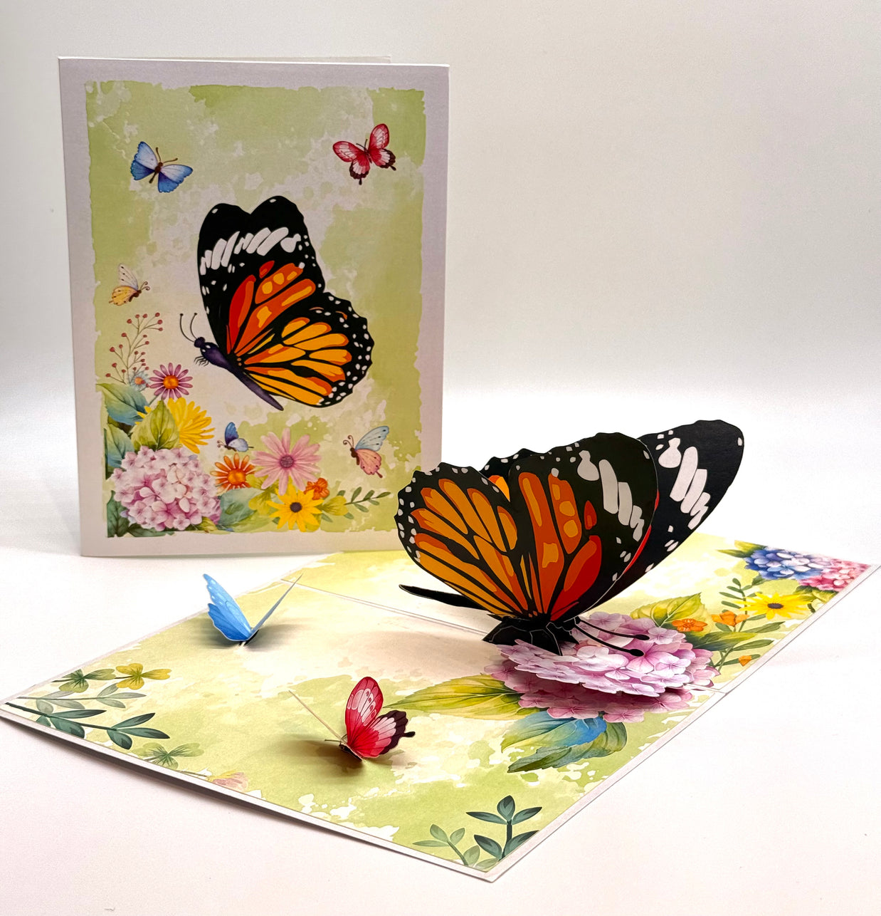 Butterflies Attracting Hydrangea Flowers Origami Pop Cards 3D Pop Up Greeting Card Happy Birthday Thank You Handmade Gift Thinking of You Blank Card for Any Occasion Happy Mother's Day Happy Father's Australiana Celebrate the Beauty of Flower