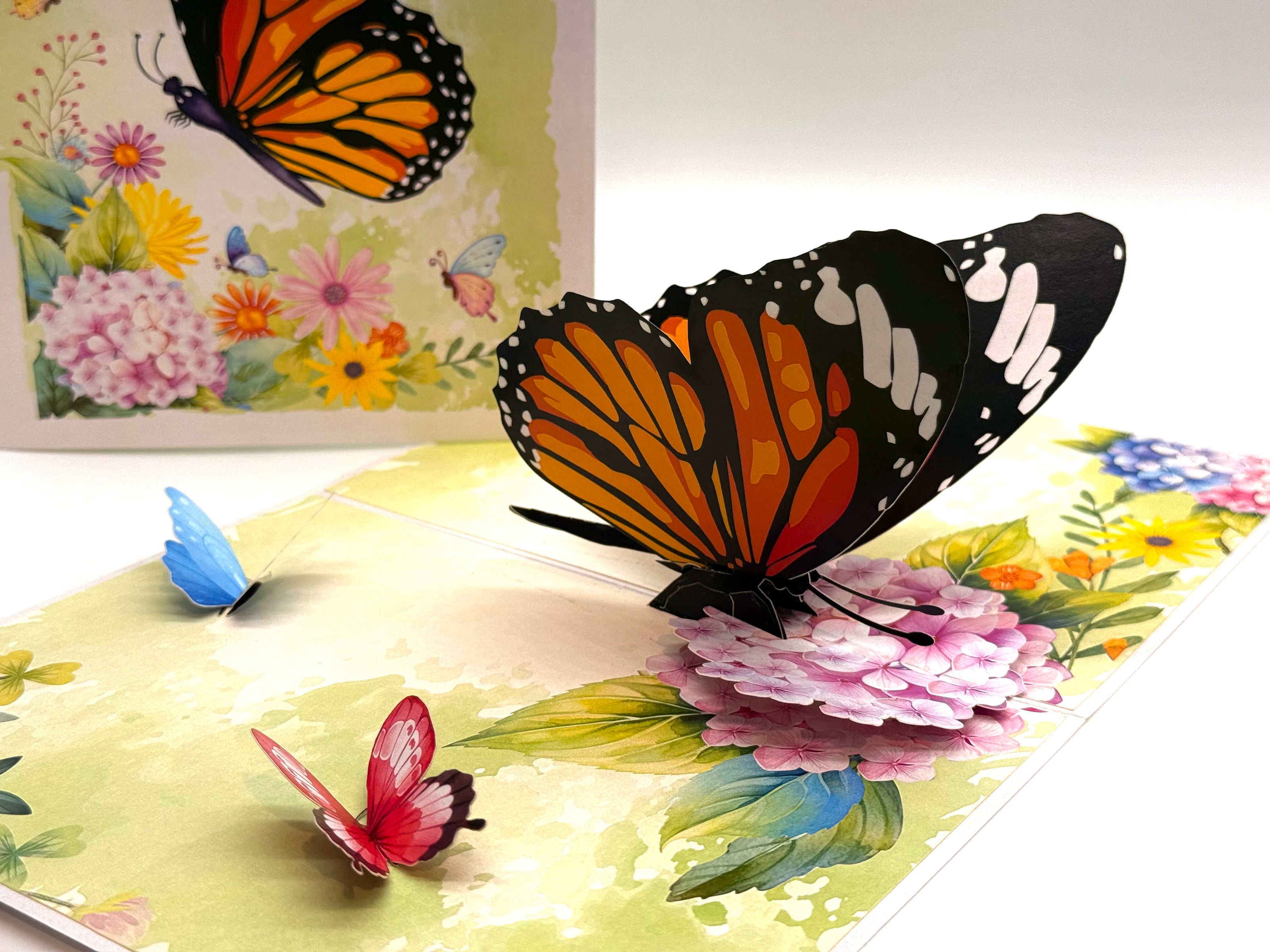 Butterflies Attracting Hydrangea Flowers Origami Pop Cards 3D Pop Up Greeting Card Happy Birthday Thank You Handmade Gift Thinking of You Blank Card for Any Occasion Happy Mother's Day Happy Father's Australiana Celebrate the Beauty of Flower